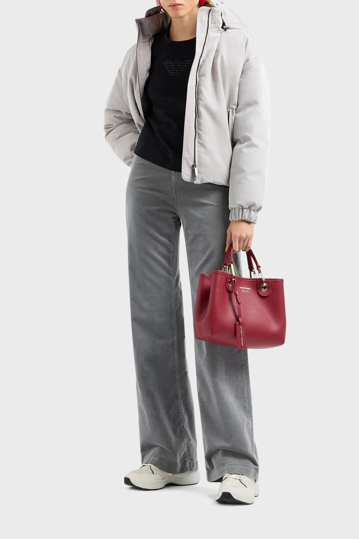 Emporio Armani Logolu Çıkarılabilir Omuz Askılı Bayan Çanta EW000361 AF12036 M5008 KIRMIZI - 2