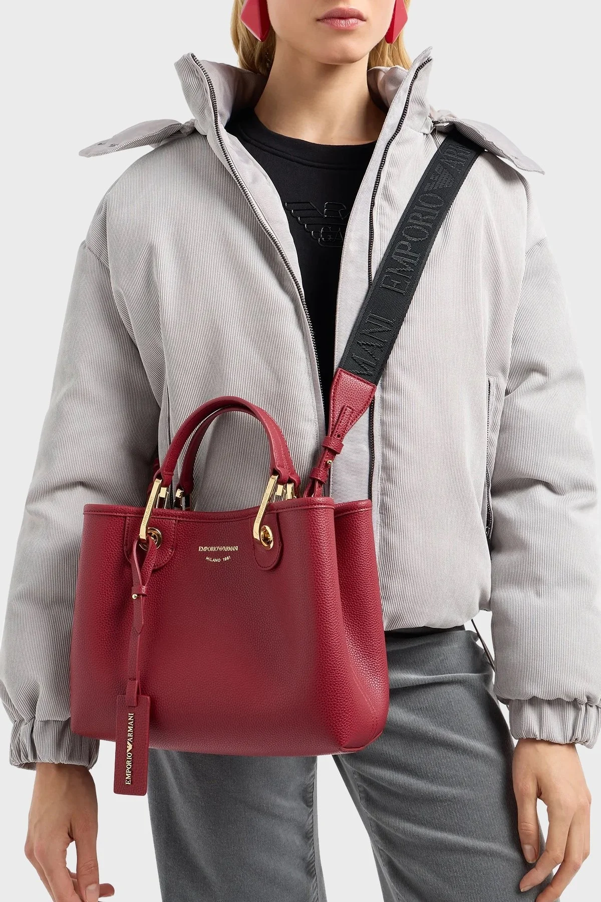 Emporio Armani Logolu Çıkarılabilir Omuz Askılı Bayan Çanta EW000361 AF12036 M5008 KIRMIZI - 4