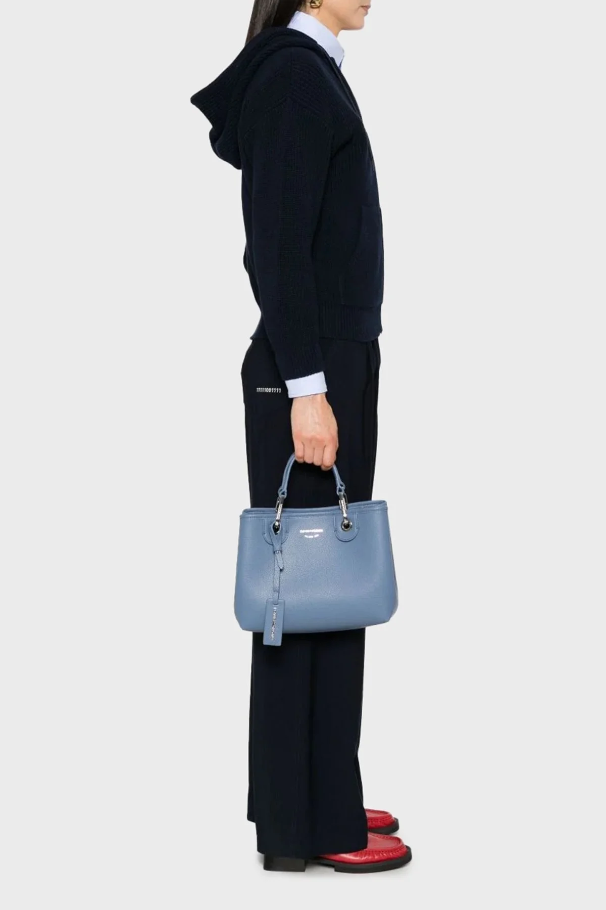 Emporio Armani Logolu Çıkarılabilir Omuz Askılı Bayan Çanta EW000361 AF12036 M8128 MAVİ - 2