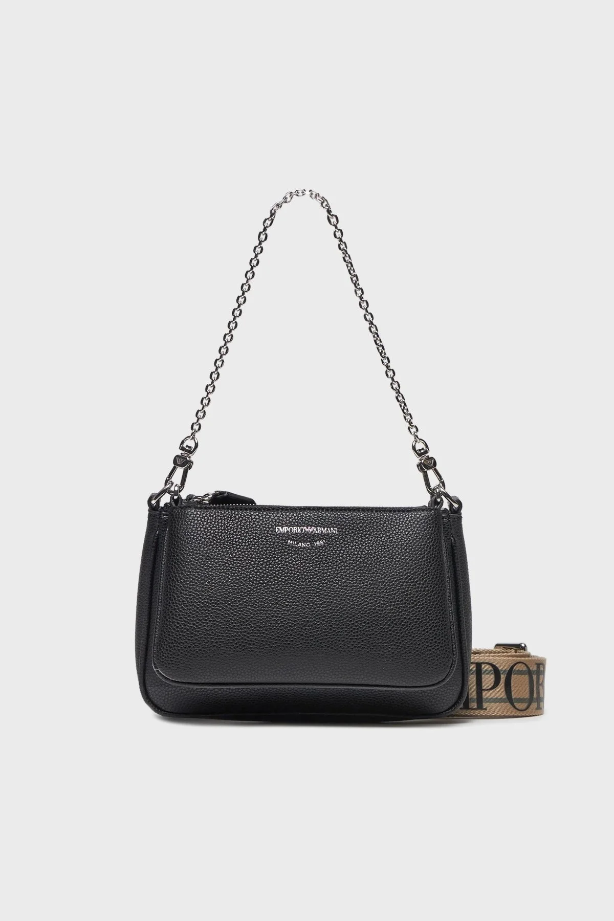 Emporio Armani Logolu Çıkarılabilir Omuz Askılı Bayan Çanta EW000540 AF12103 MC056 SİYAH - 1