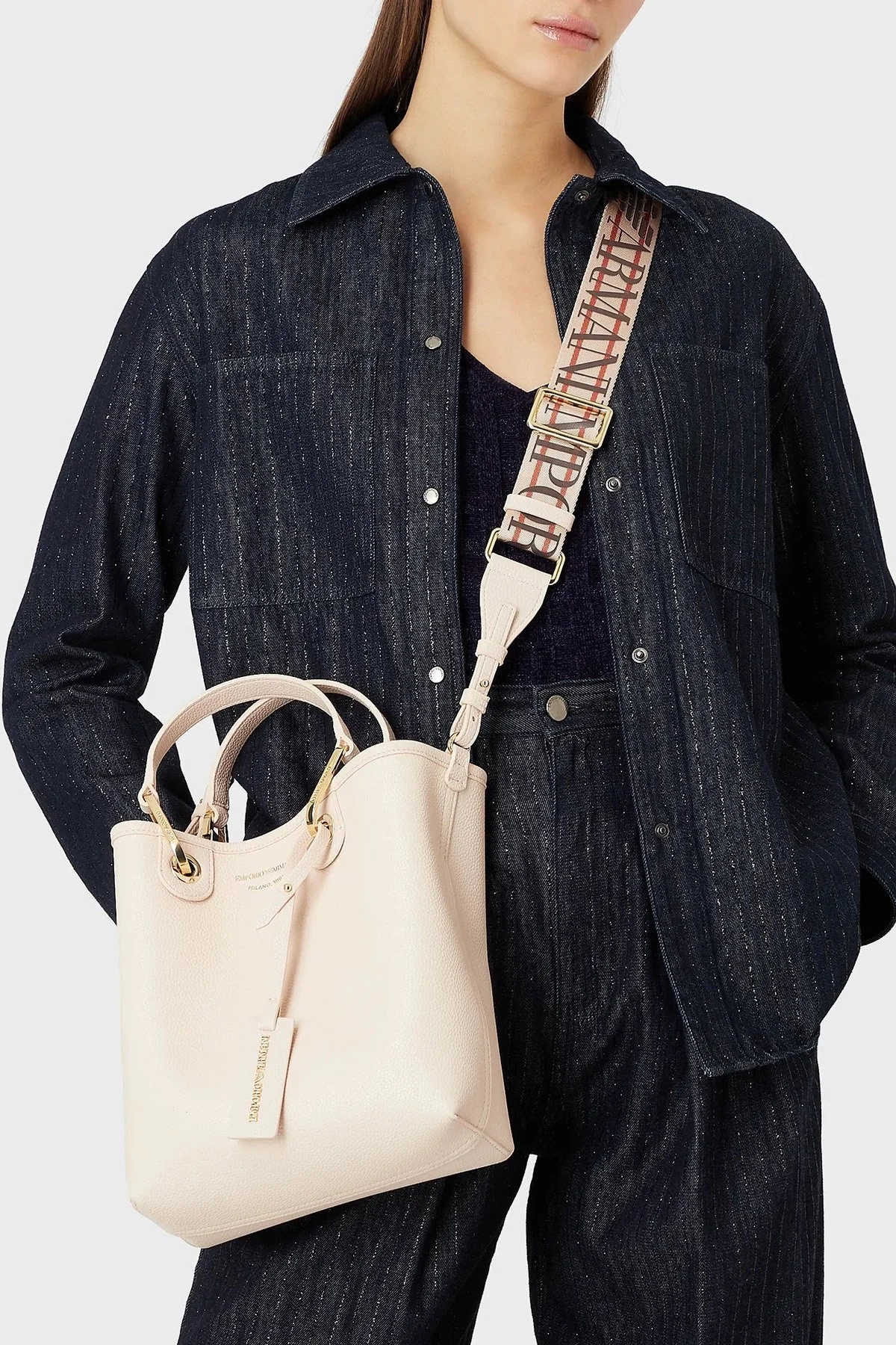 Emporio Armani Logolu Çıkarılabilir Omuz Askılı Bayan Çanta Y3D255 YFO5B 88820 PUDRA - 2