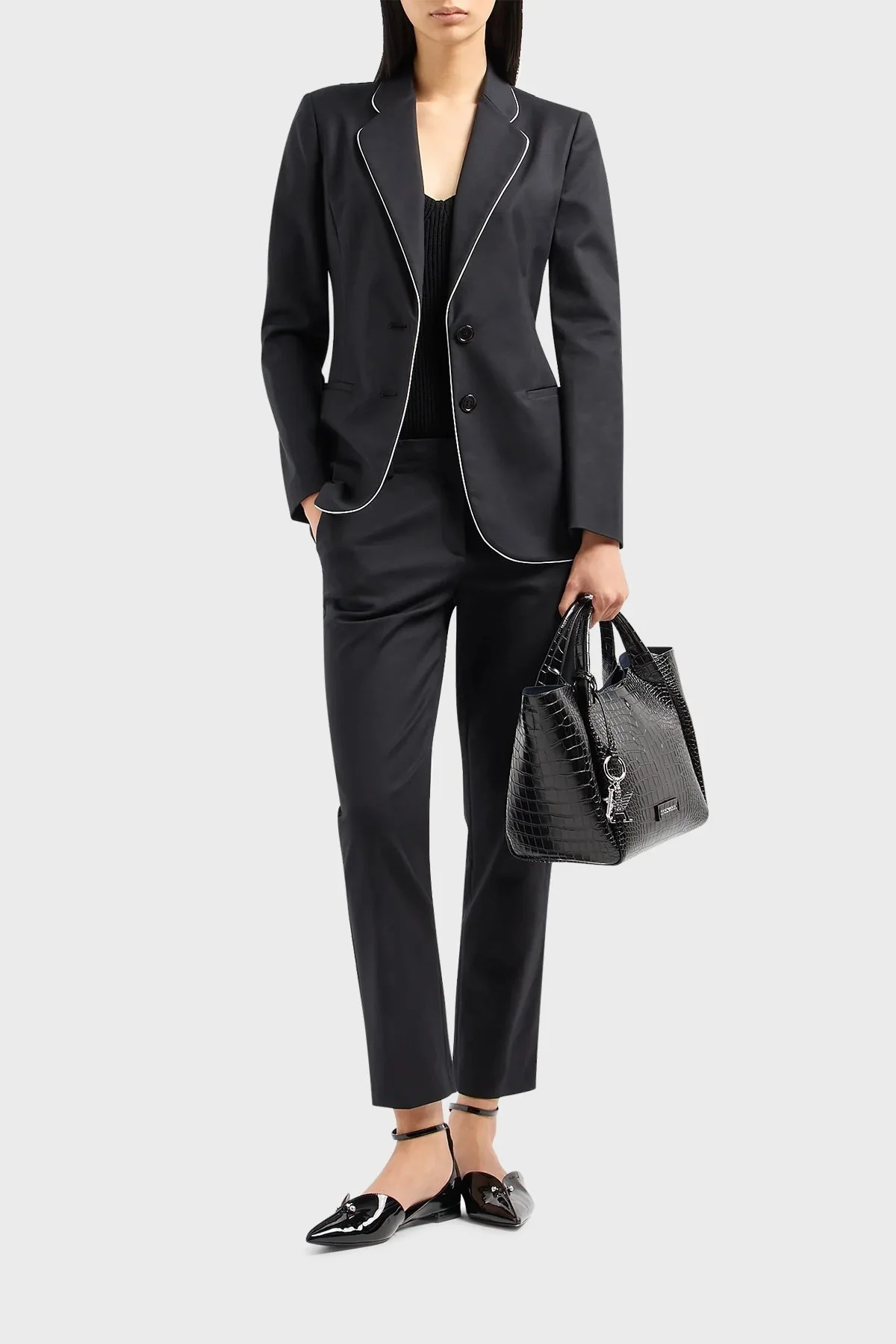 Emporio Armani Logolu Çıkarılabilir Omuz Askılı Bayan Çanta Y3D266 YWP8E 80001 SİYAH - 3