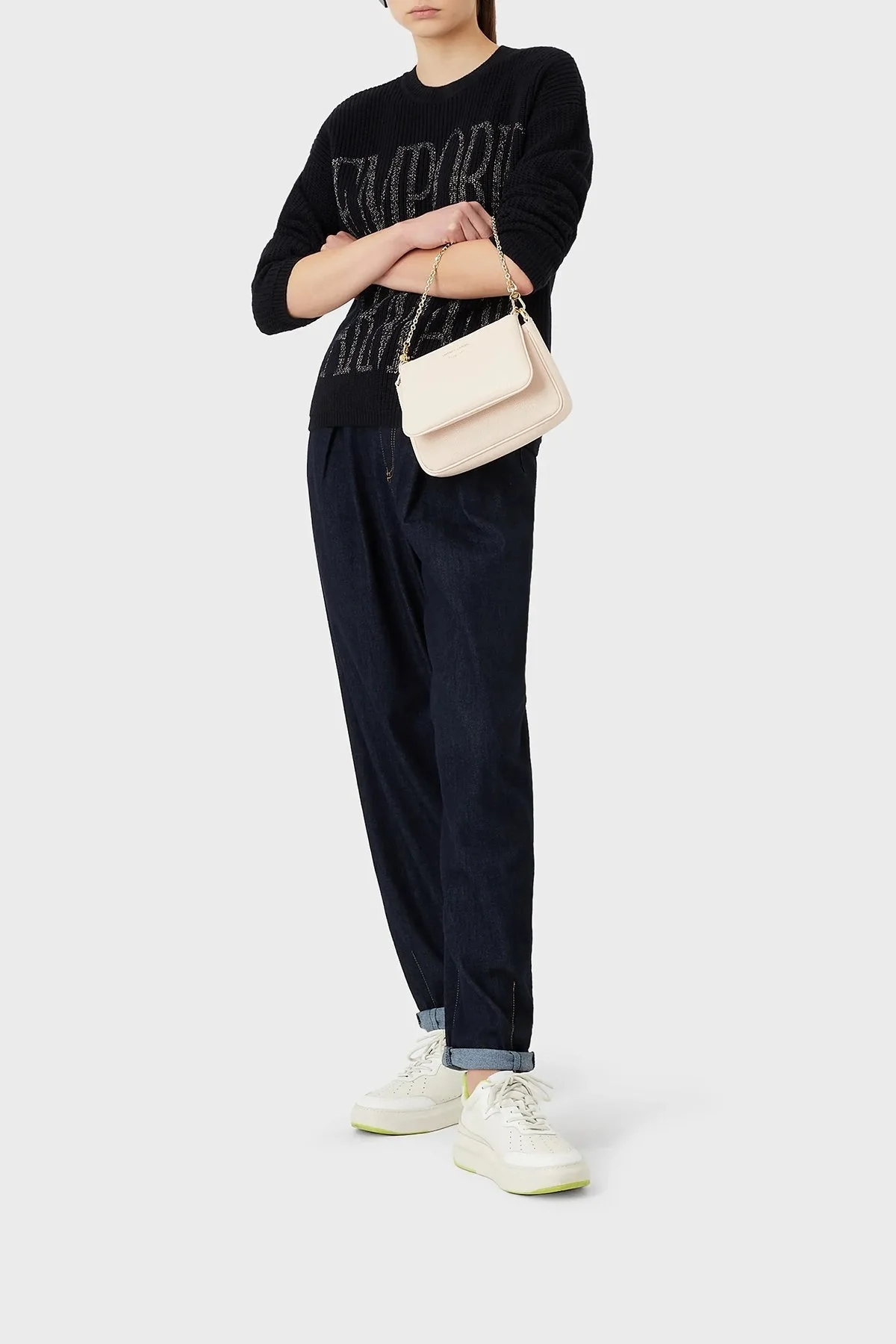 Emporio Armani Logolu Çıkarılabilir Ön Bölmeli ve Askılı Bayan Çanta Y3H317 YFO5B 88820 PUDRA - 3