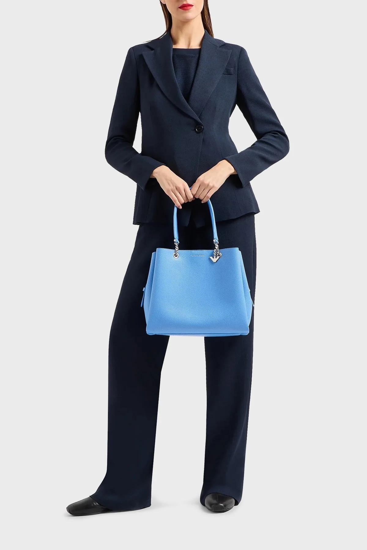 Emporio Armani Logolu Çıkarılabilir Uzatma Askılı Bayan Çanta Y3D158 YFN6E 80727 MAVİ - 3