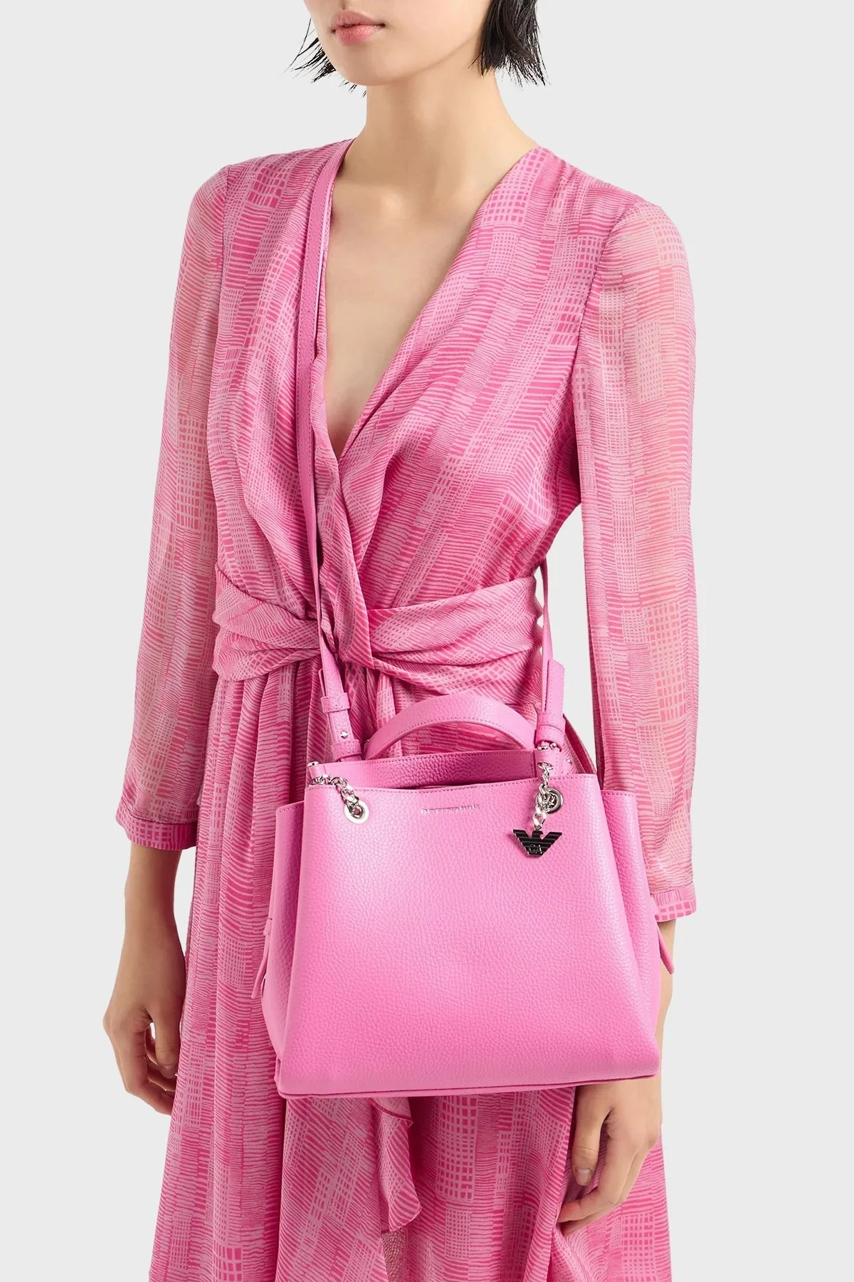 Emporio Armani Logolu Çıkarılabilir Uzatma Askılı Bayan Çanta Y3D159 YFN6E 88028 PEMBE - 3