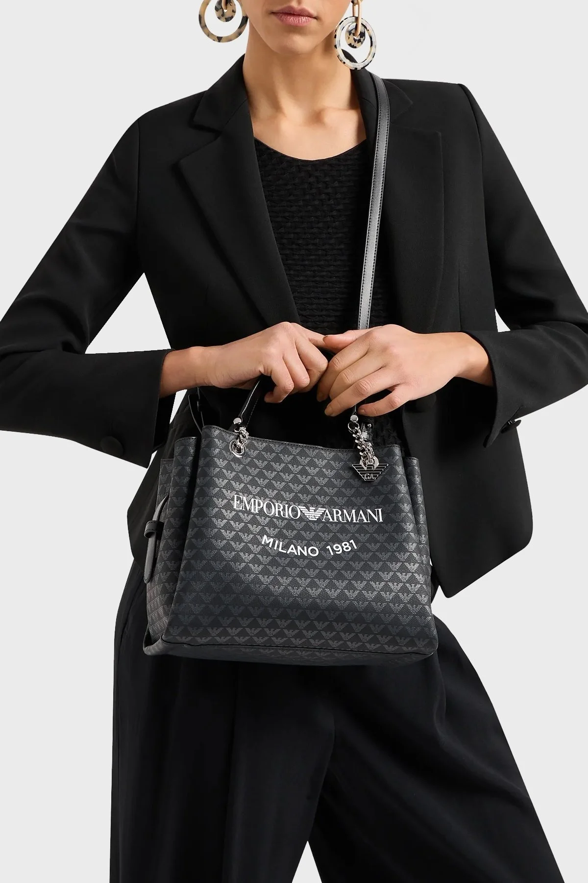 Emporio Armani Logolu Çıkarılabilir Uzatma Askılı Bayan Çanta Y3D159 YWS0E 86284 SİYAH - 10