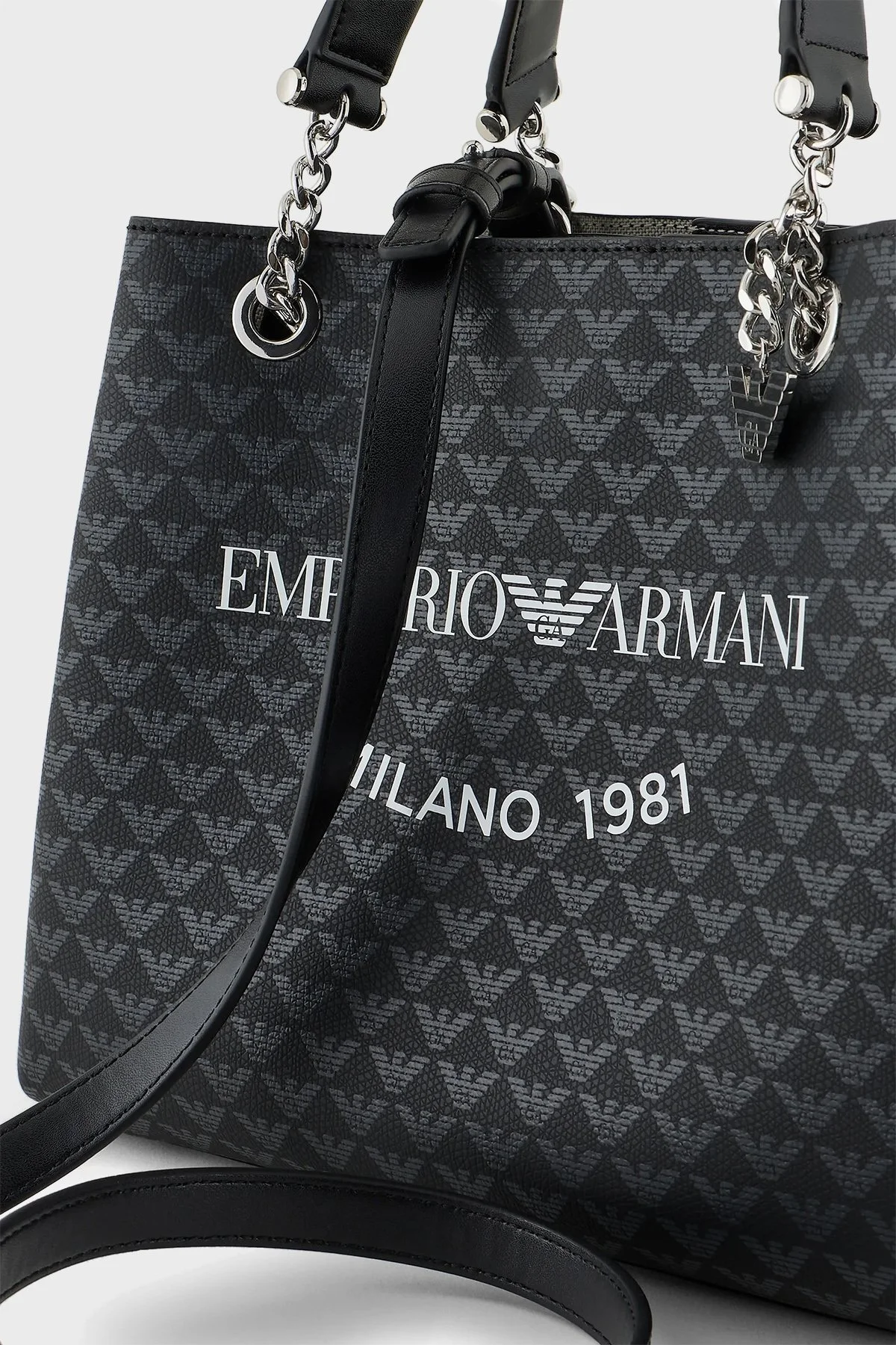 Emporio Armani Logolu Çıkarılabilir Uzatma Askılı Bayan Çanta Y3D159 YWS0E 86284 SİYAH - 13