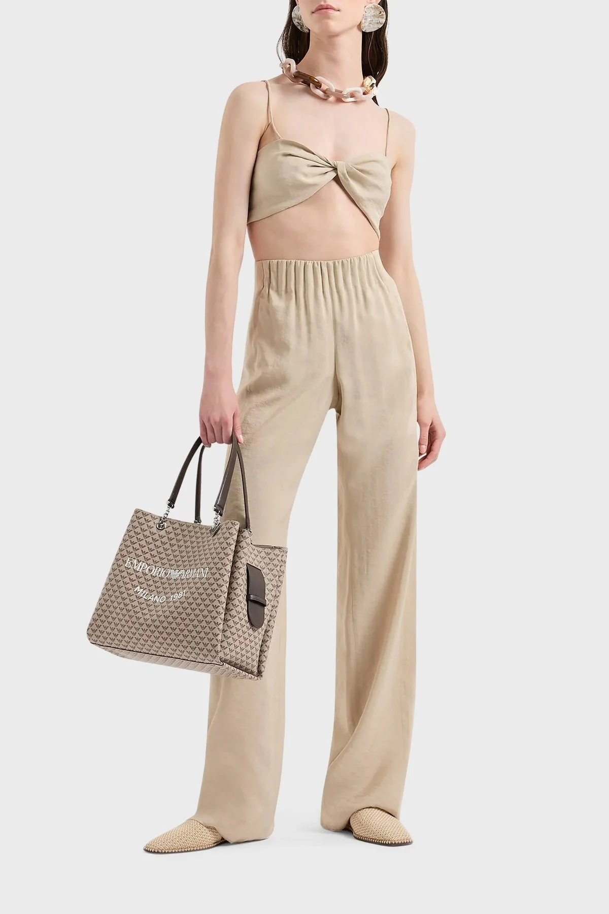 Emporio Armani Logolu Çıkarılabilir ve Ayarlanabilir Omuz Askılı Bayan Çanta Y3D158 YWS0E 80757 KAHVE - 3