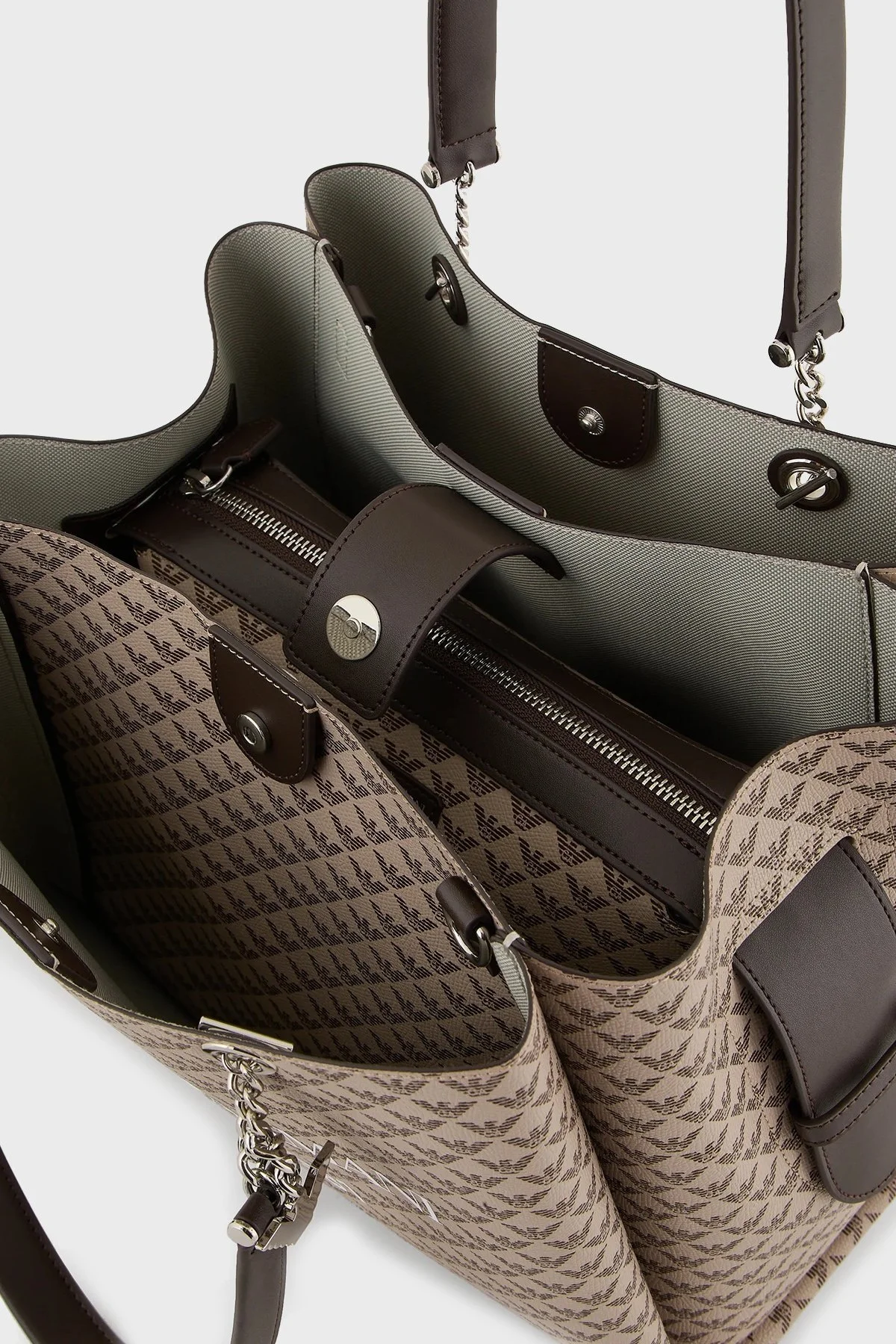 Emporio Armani Logolu Çıkarılabilir ve Ayarlanabilir Omuz Askılı Bayan Çanta Y3D158 YWS0E 80757 KAHVE - 5