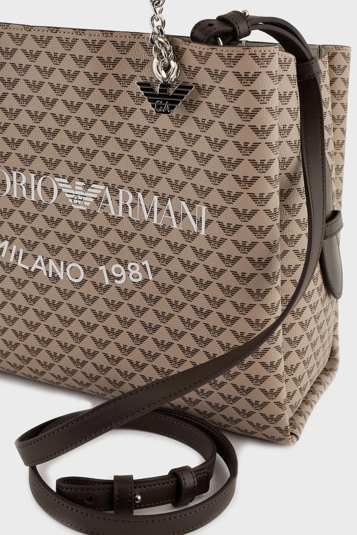 Emporio Armani Logolu Çıkarılabilir ve Ayarlanabilir Omuz Askılı Bayan Çanta Y3D158 YWS0E 80757 KAHVE - 7