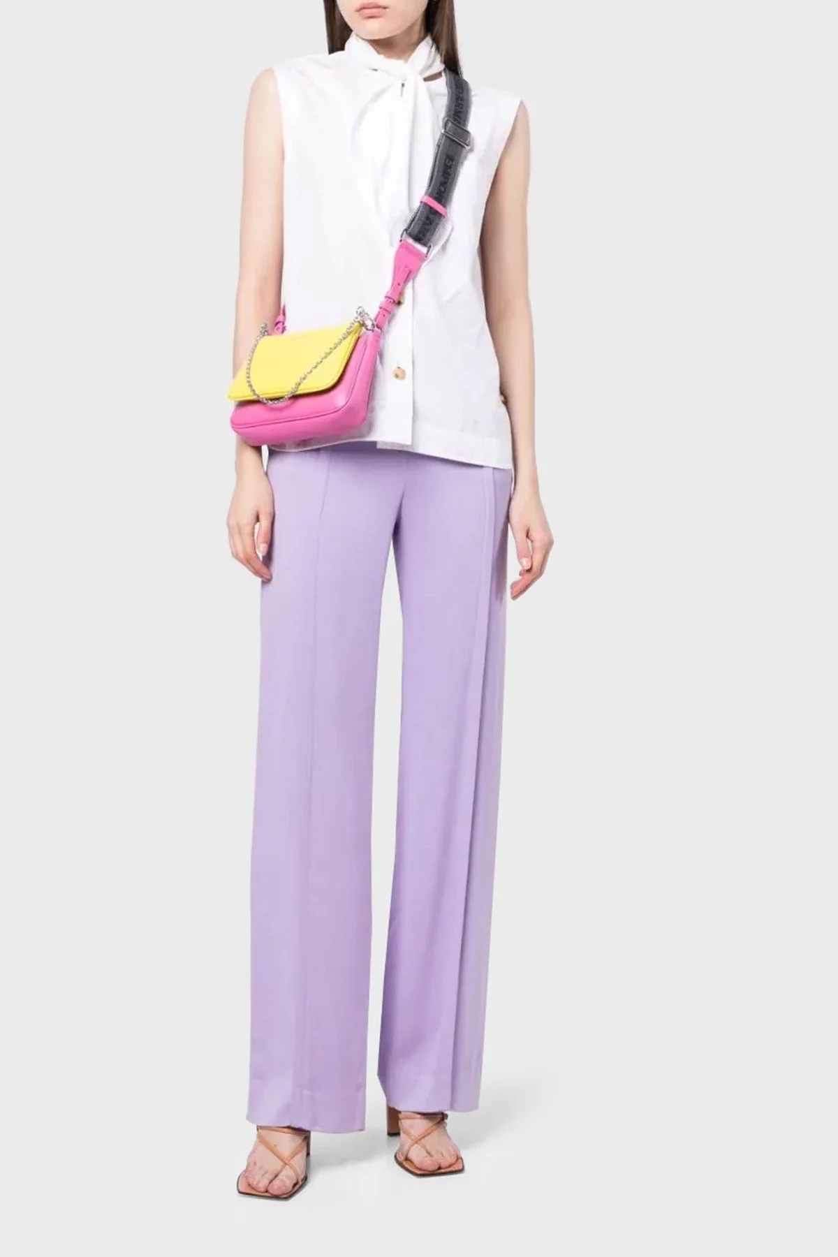 Emporio Armani Logolu Çıkarılabilir Zincir Askılı Bayan Çanta Y3H317 YVM4E 89705 FUŞYA-SARI - 2