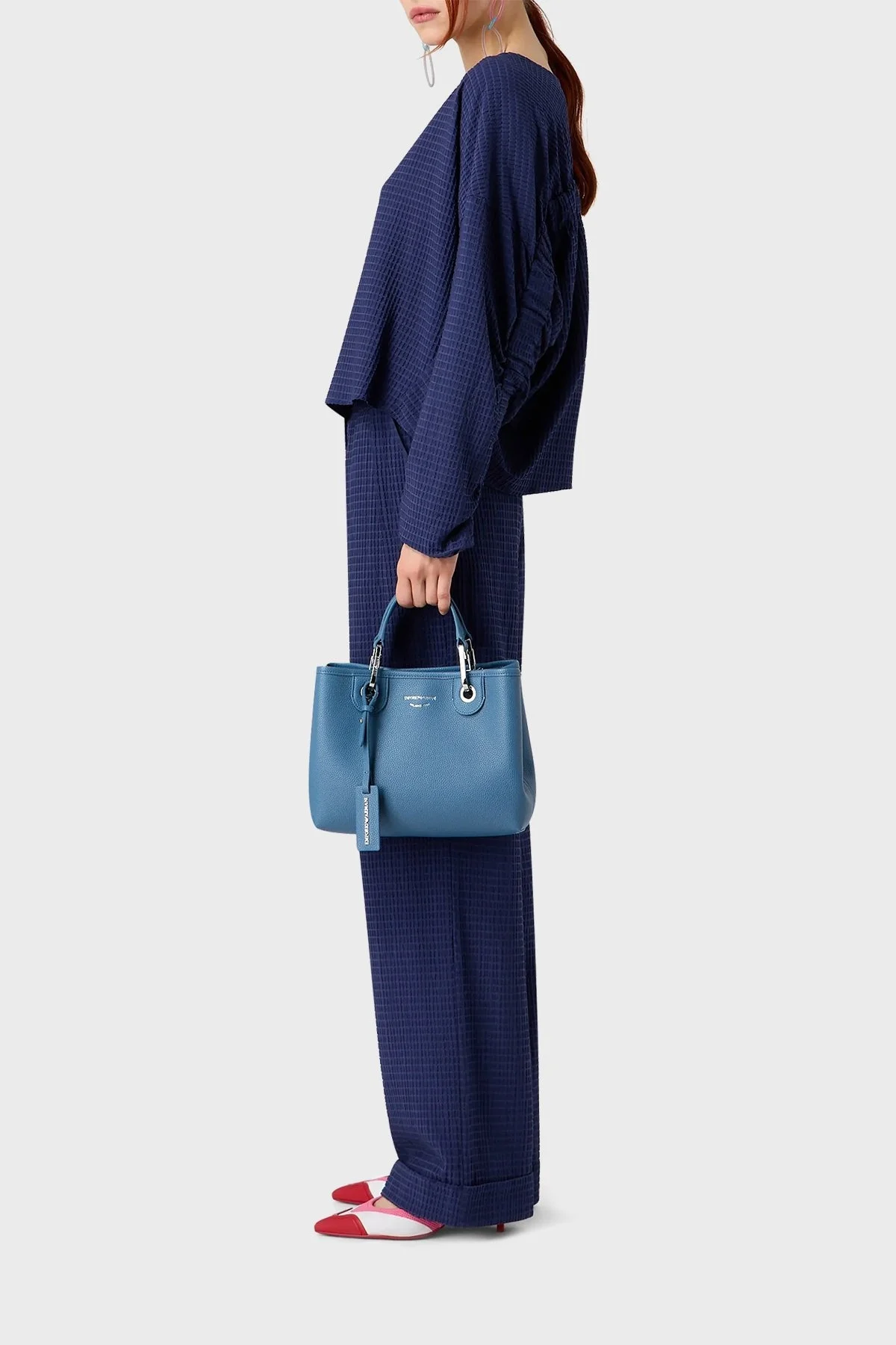 Emporio Armani Logolu Çıkartılabilir Omuz Askılı Bayan Çanta Y3D166 YFO5E 80569 MAVİ - 2
