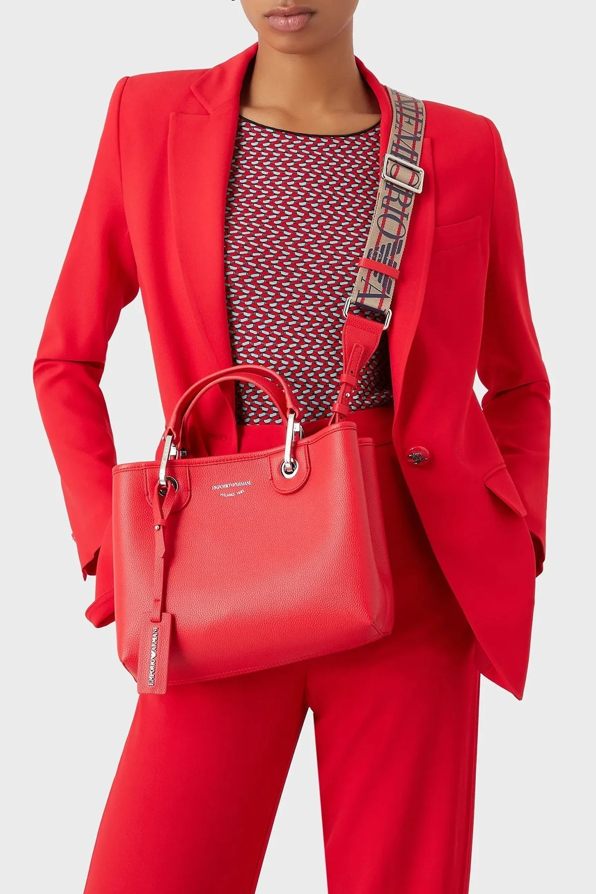 Emporio Armani Logolu Çıkartılabilir Omuz Askılı Bayan Çanta Y3D166 YFO5E 89530 KIRMIZI - 2