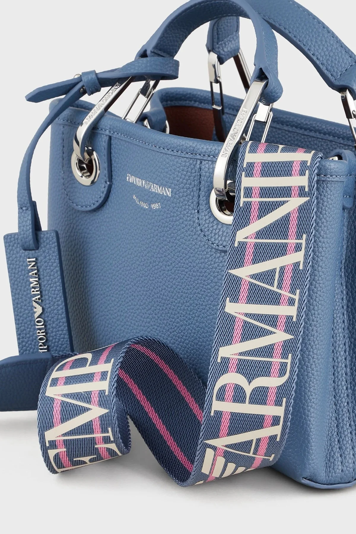 Emporio Armani Logolu Çıkartılabilir Omuz Askılı Bayan Çanta Y3D176 YFO5E 89587 MAVİ - 7