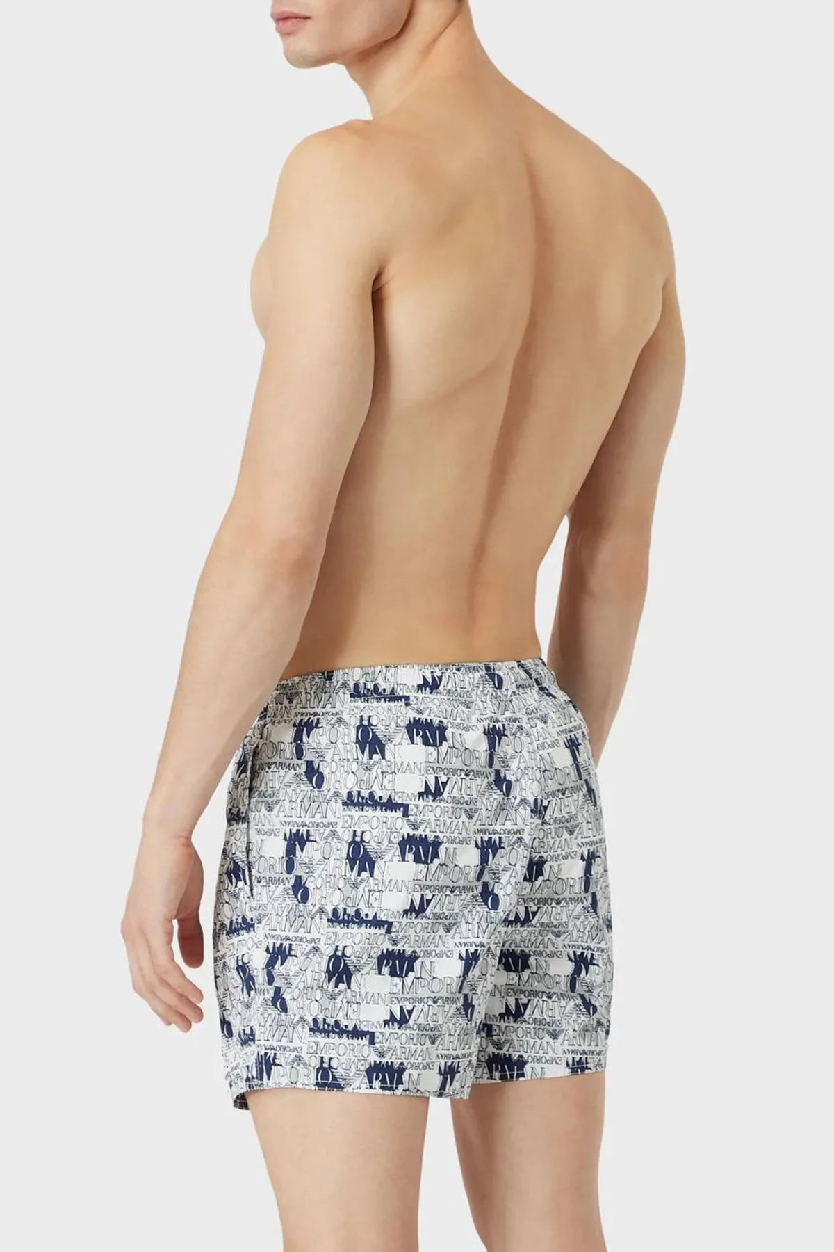 Emporio Armani Logolu Deniz Şortu Belden Bağlamalı Erkek Mayo Short S 211740 2R444 76910 BEYAZ - 2