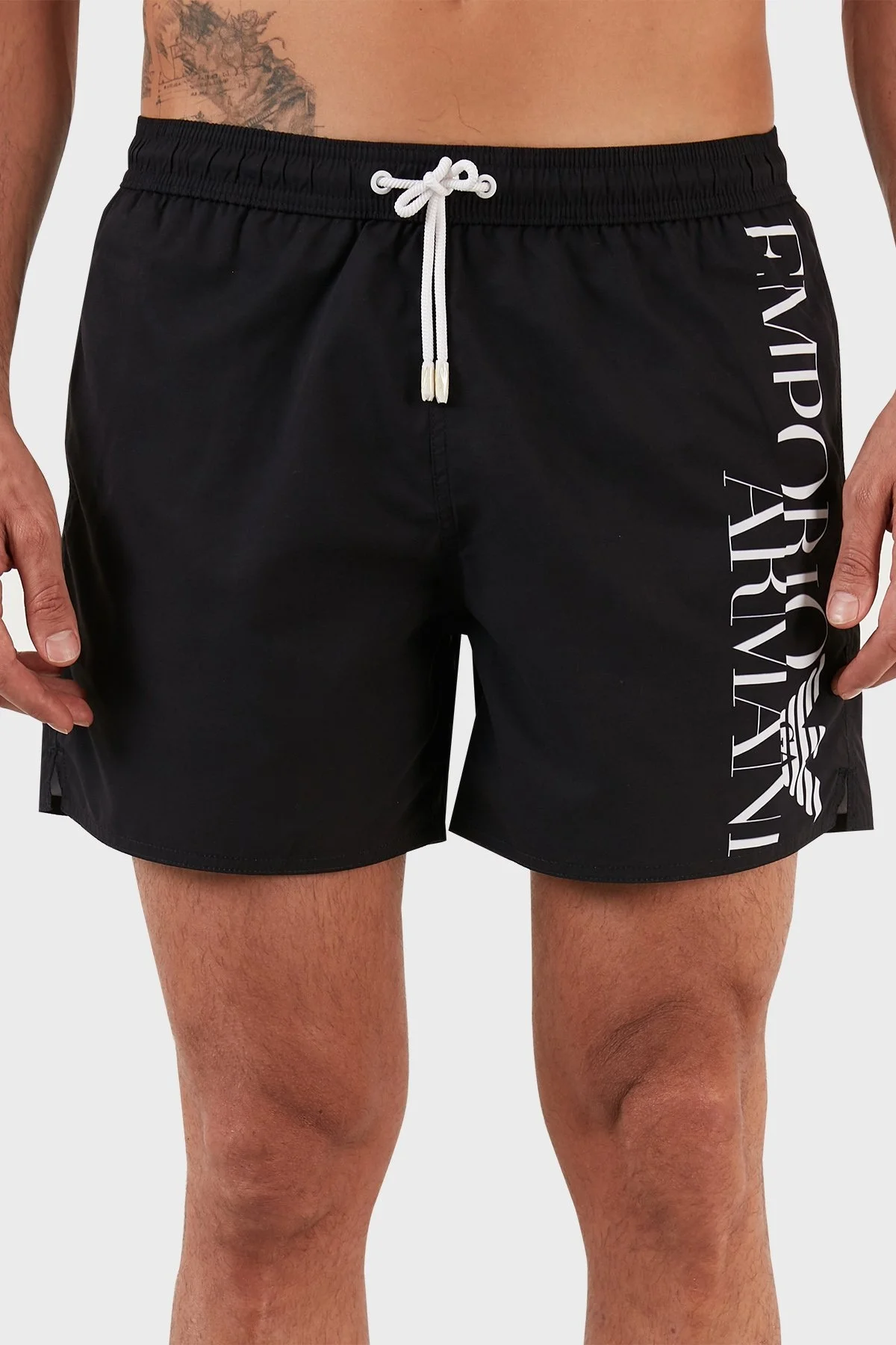 Emporio Armani Logolu Deniz Şortu Regular Fit Belden Bağlamalı Erkek Mayo Short S 211740 2R424 92420 SİYAH - 4