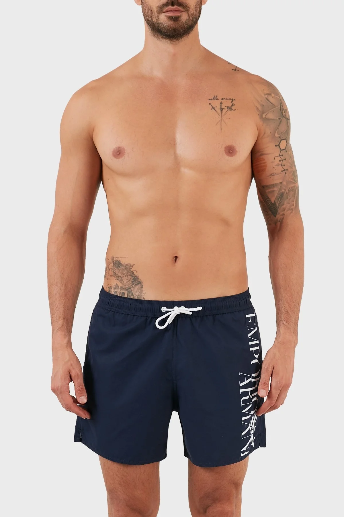 Emporio Armani Logolu Deniz Şortu Regular Fit Belden Bağlamalı Erkek Mayo Short S 211740 2R424 95135 LACİVERT - 1