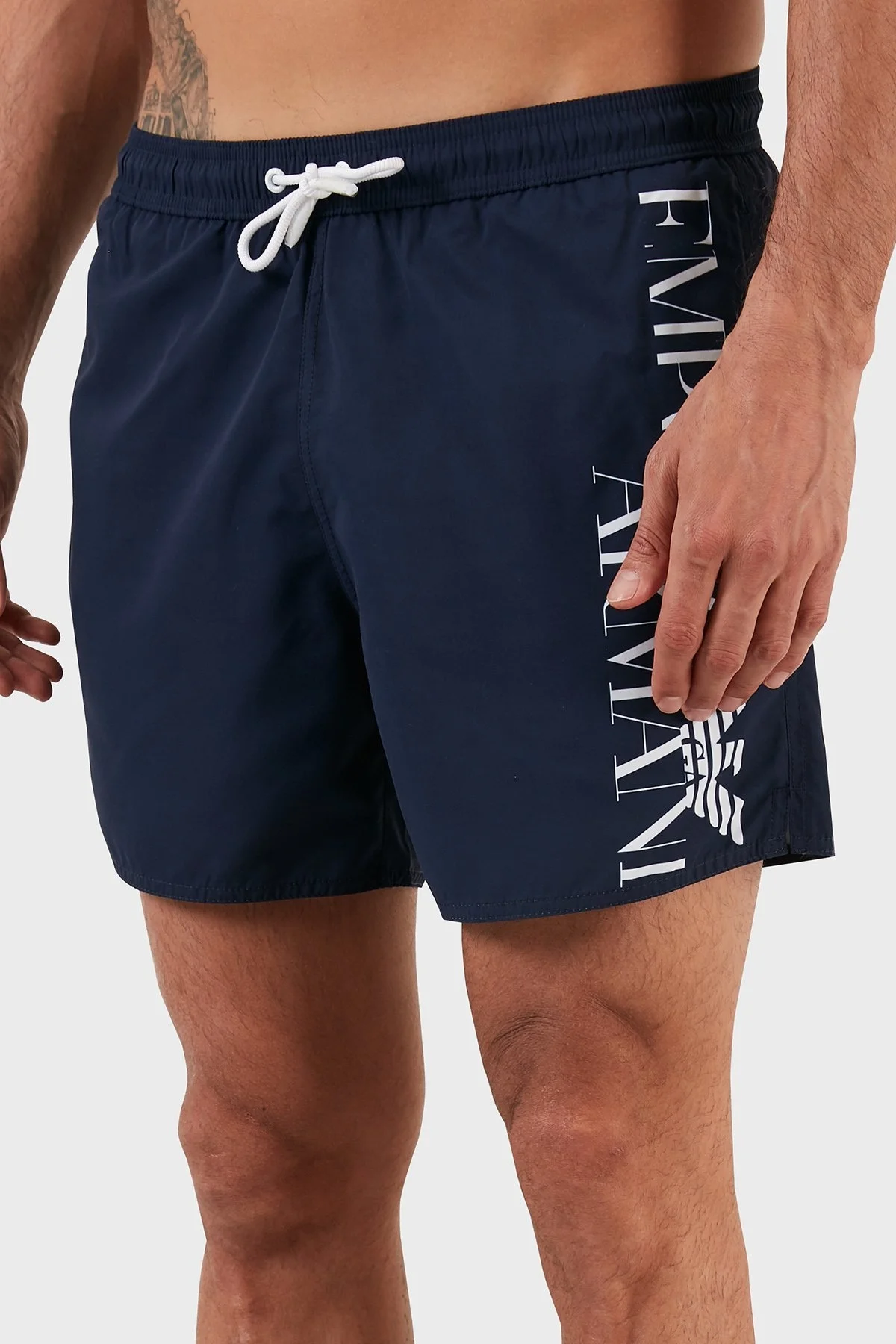 Emporio Armani Logolu Deniz Şortu Regular Fit Belden Bağlamalı Erkek Mayo Short S 211740 2R424 95135 LACİVERT - 3