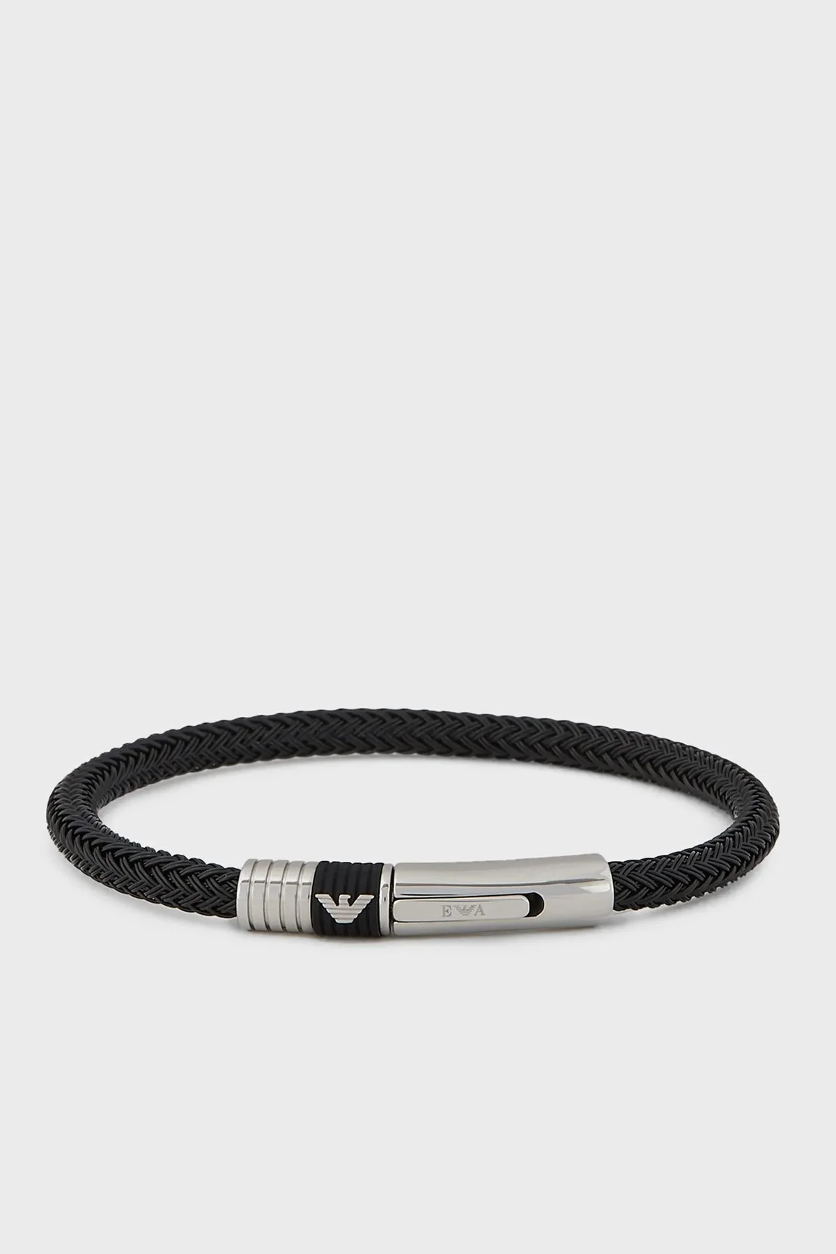 Emporio Armani Logolu Deri Erkek Bileklik AJEGS1624-001170 SİYAH - 1