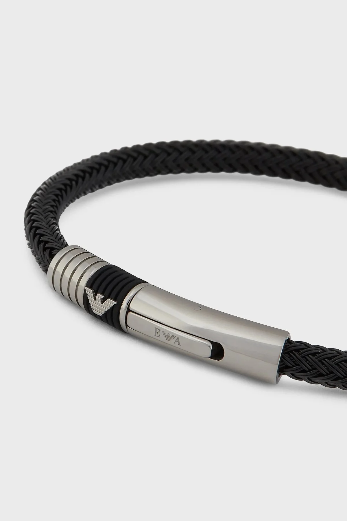 Emporio Armani Logolu Deri Erkek Bileklik AJEGS1624-001170 SİYAH - 3