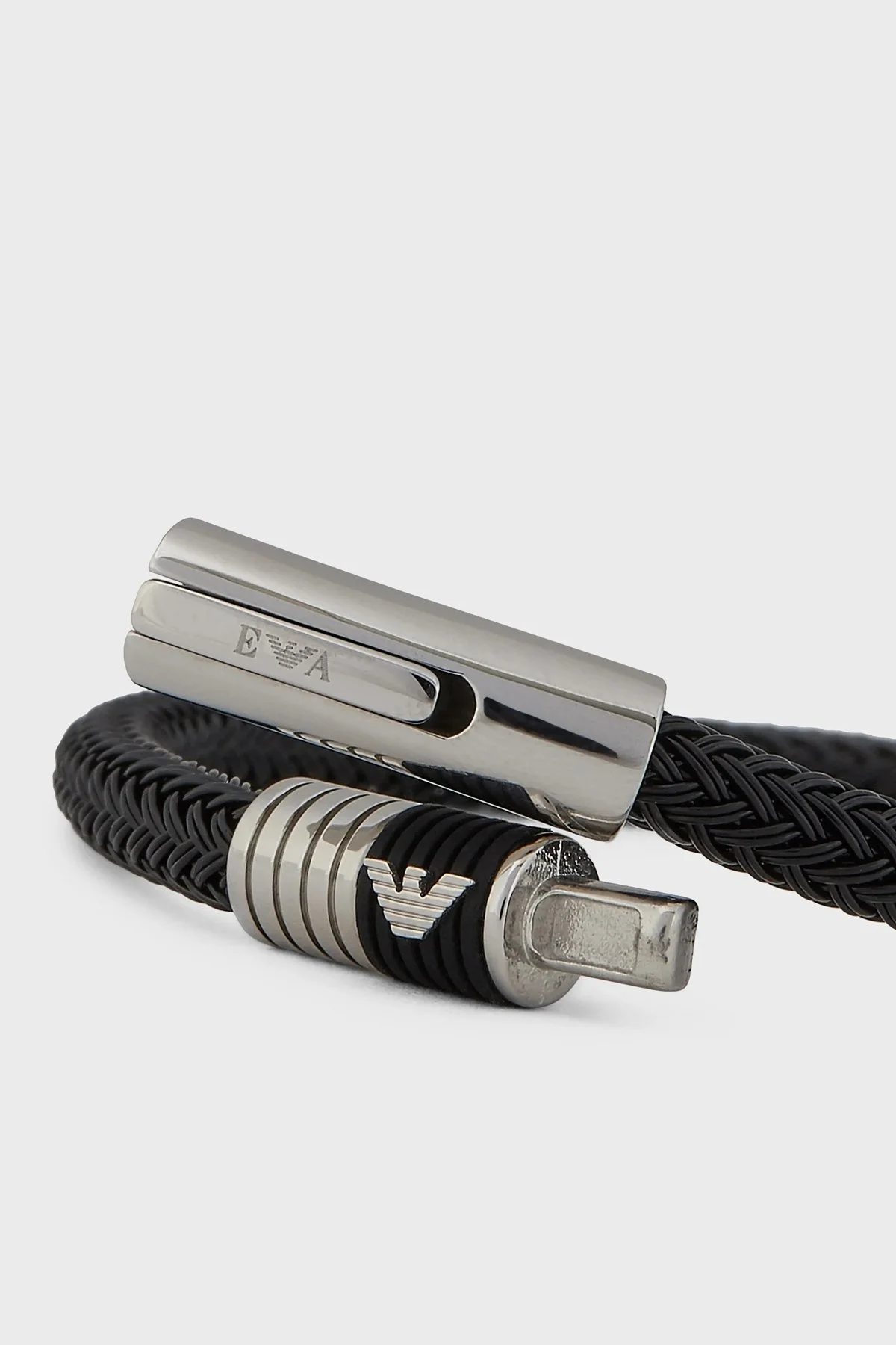 Emporio Armani Logolu Deri Erkek Bileklik AJEGS1624-001170 SİYAH - 4