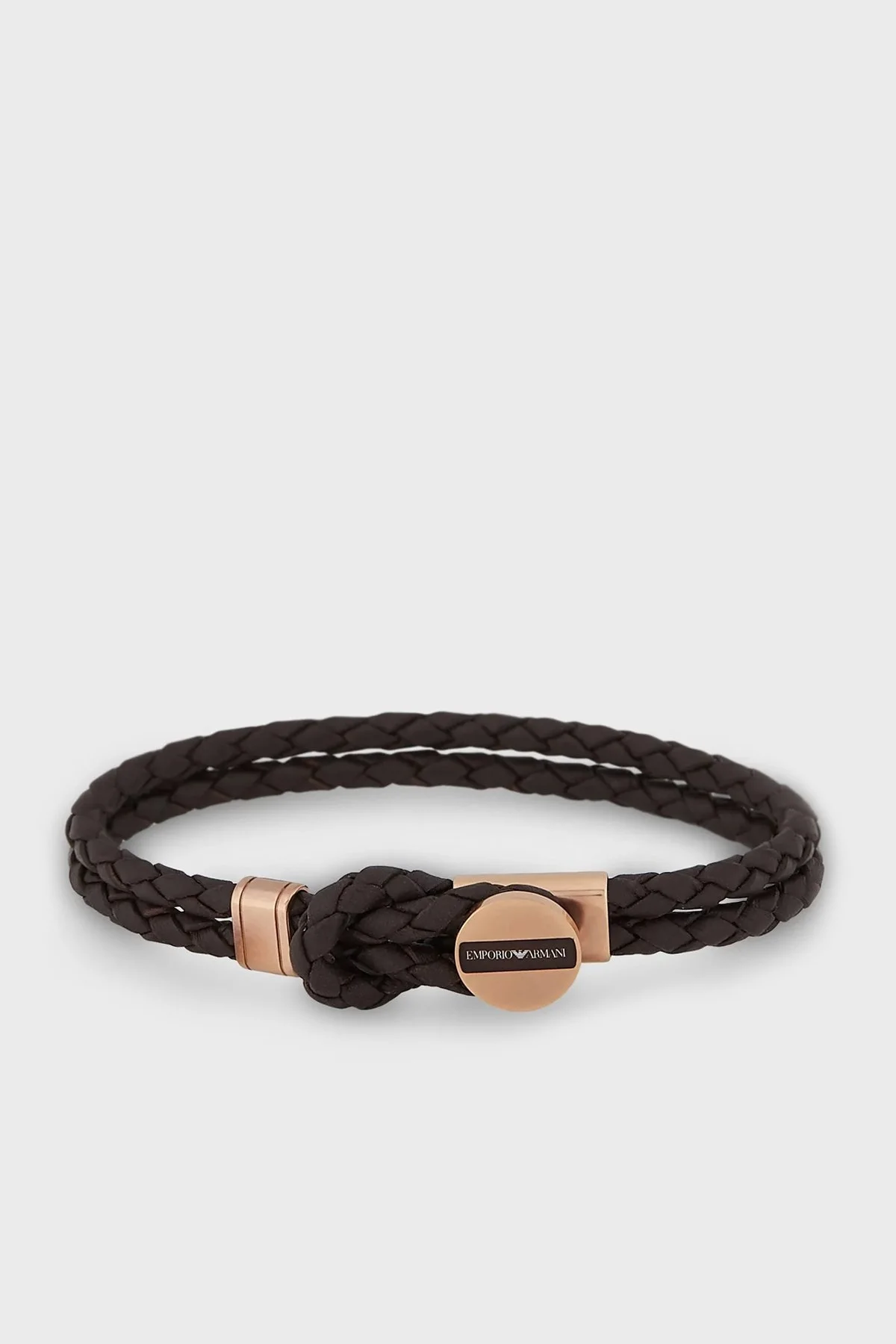 Emporio Armani Logolu Deri Erkek Bileklik AJEGS2177 221 KAHVE - 1