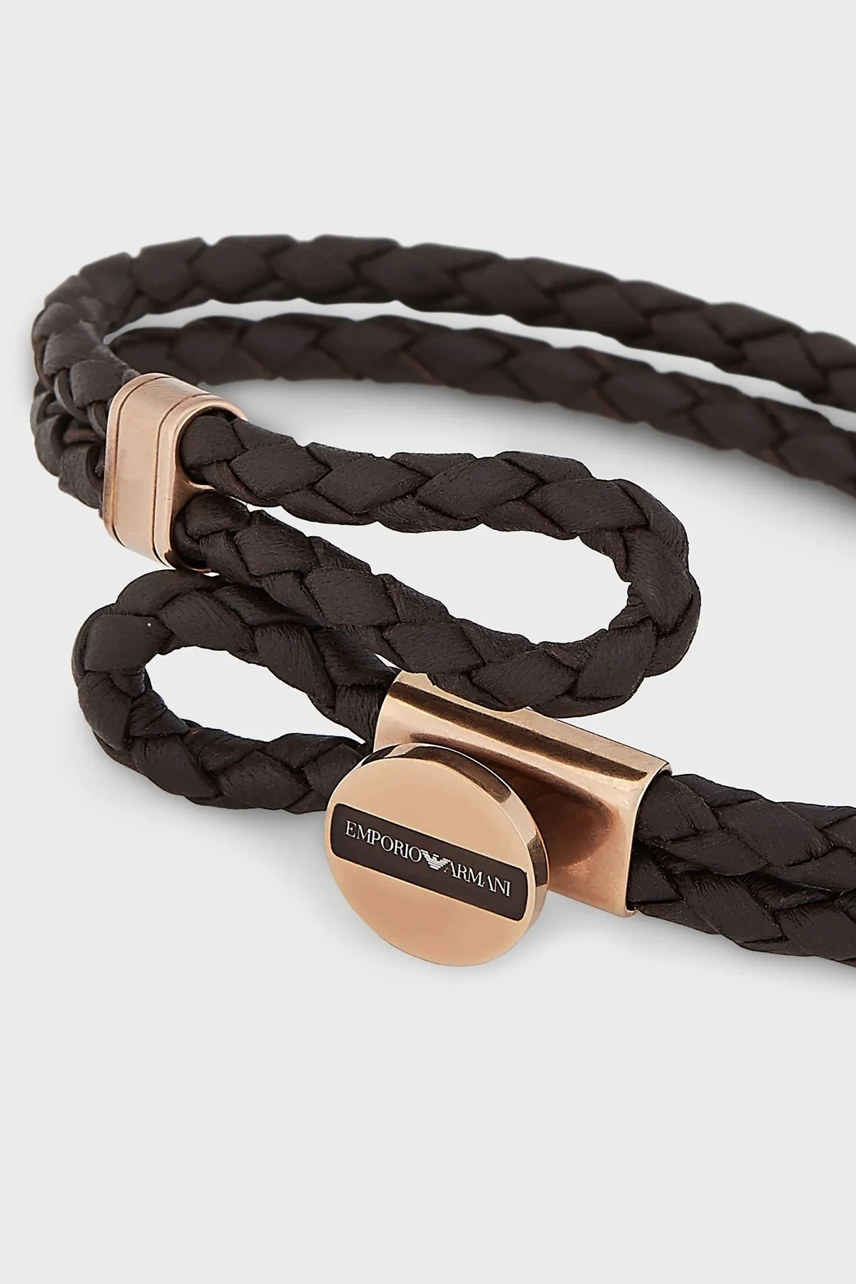 Emporio Armani Logolu Deri Erkek Bileklik AJEGS2177 221 KAHVE - 3
