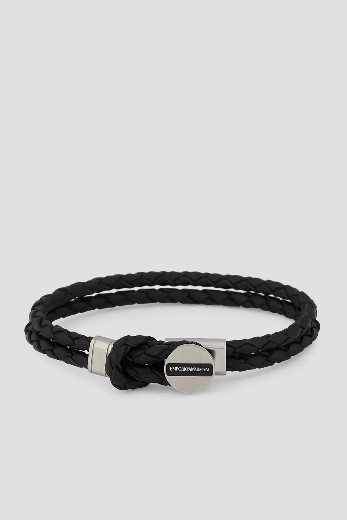 Emporio Armani Logolu Deri Erkek Bileklik AJEGS2178 040 SİYAH - 1