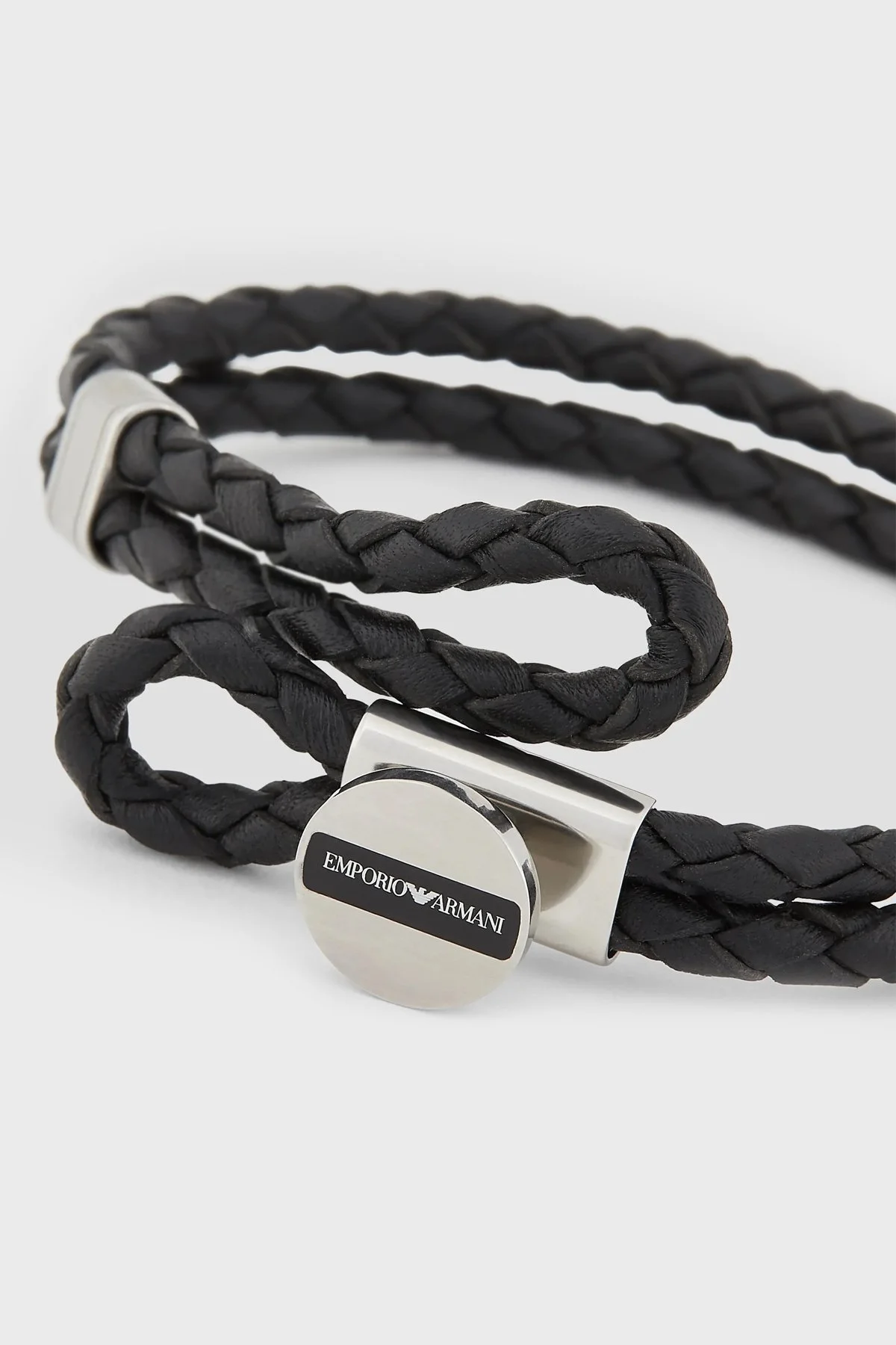 Emporio Armani Logolu Deri Erkek Bileklik AJEGS2178 040 SİYAH - 2
