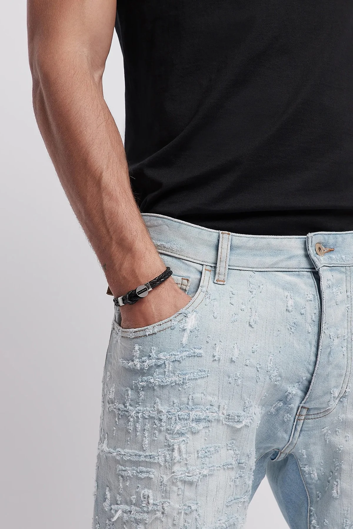 Emporio Armani Logolu Deri Erkek Bileklik AJEGS2178 040 SİYAH - 3