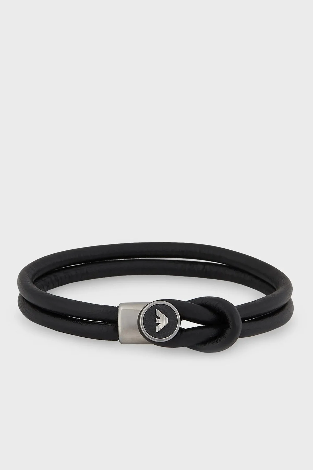 Emporio Armani Logolu Deri Erkek Bileklik AJEGS2212 040 SİYAH - 1