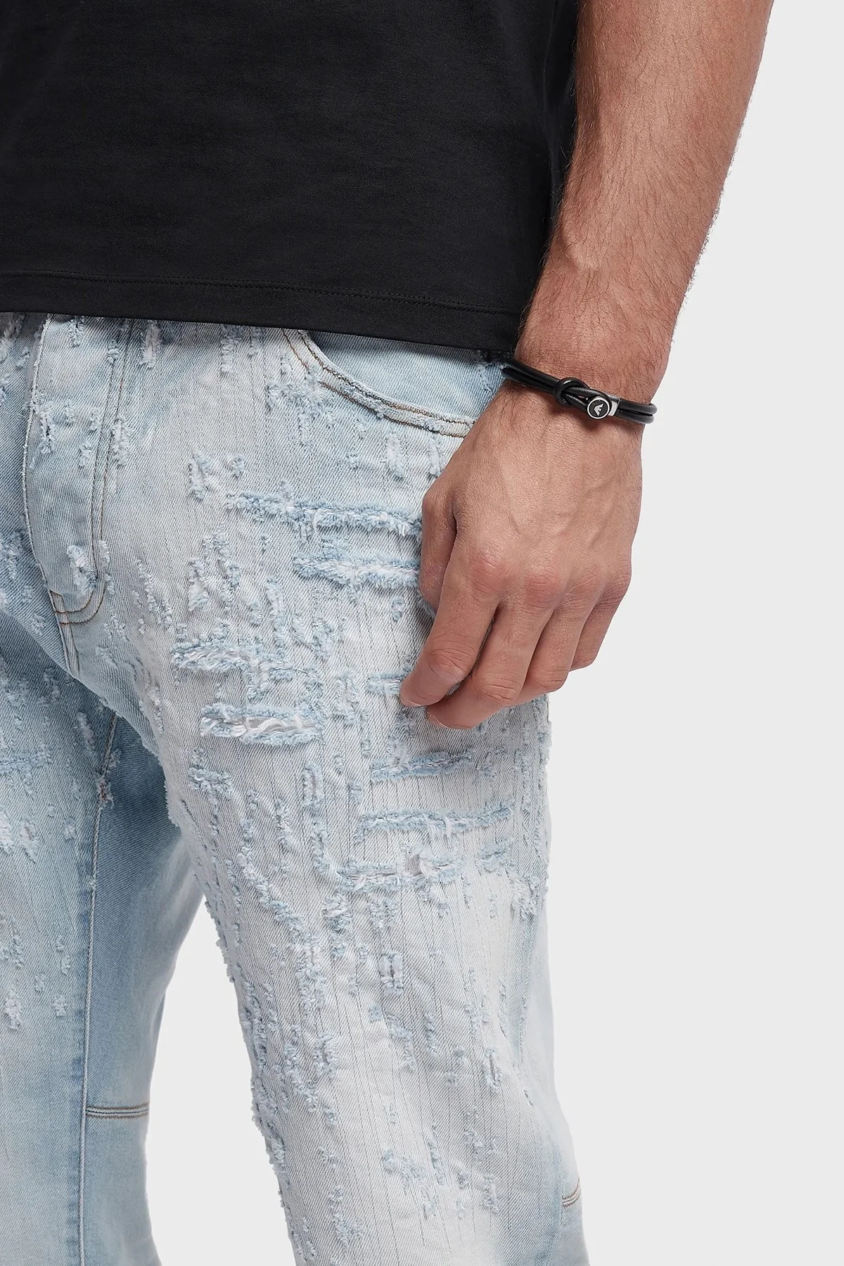 Emporio Armani Logolu Deri Erkek Bileklik AJEGS2212 040 SİYAH - 2