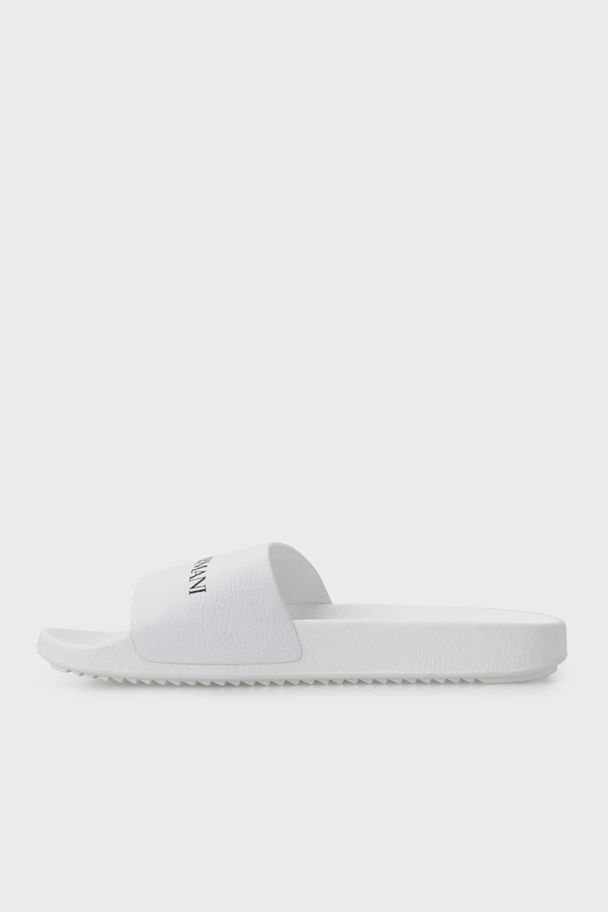 Emporio Armani Logolu Deri Erkek Terlik X4P114 XF621 00152 BEYAZ - 2