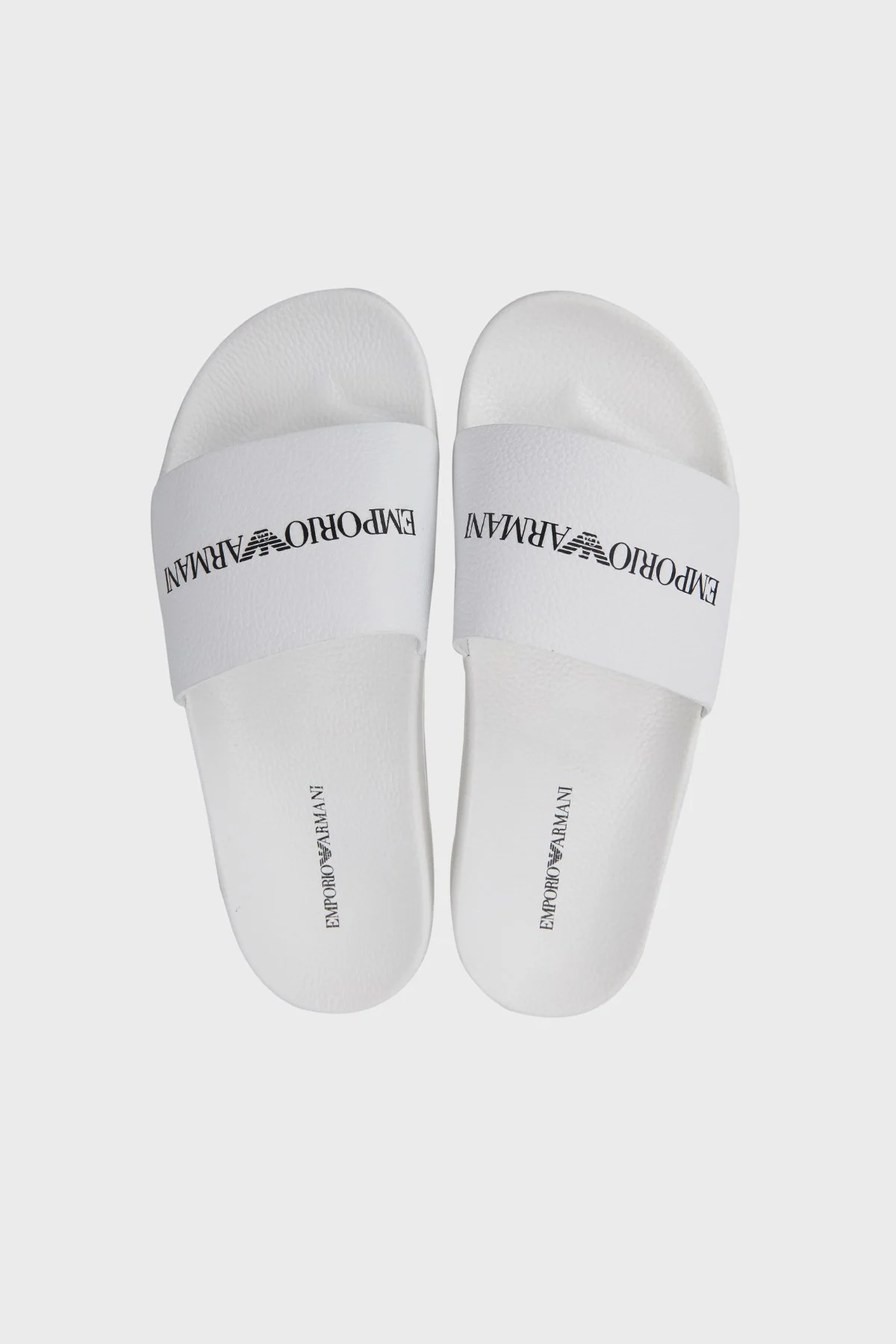 Emporio Armani Logolu Deri Erkek Terlik X4P114 XF621 00152 BEYAZ - 5