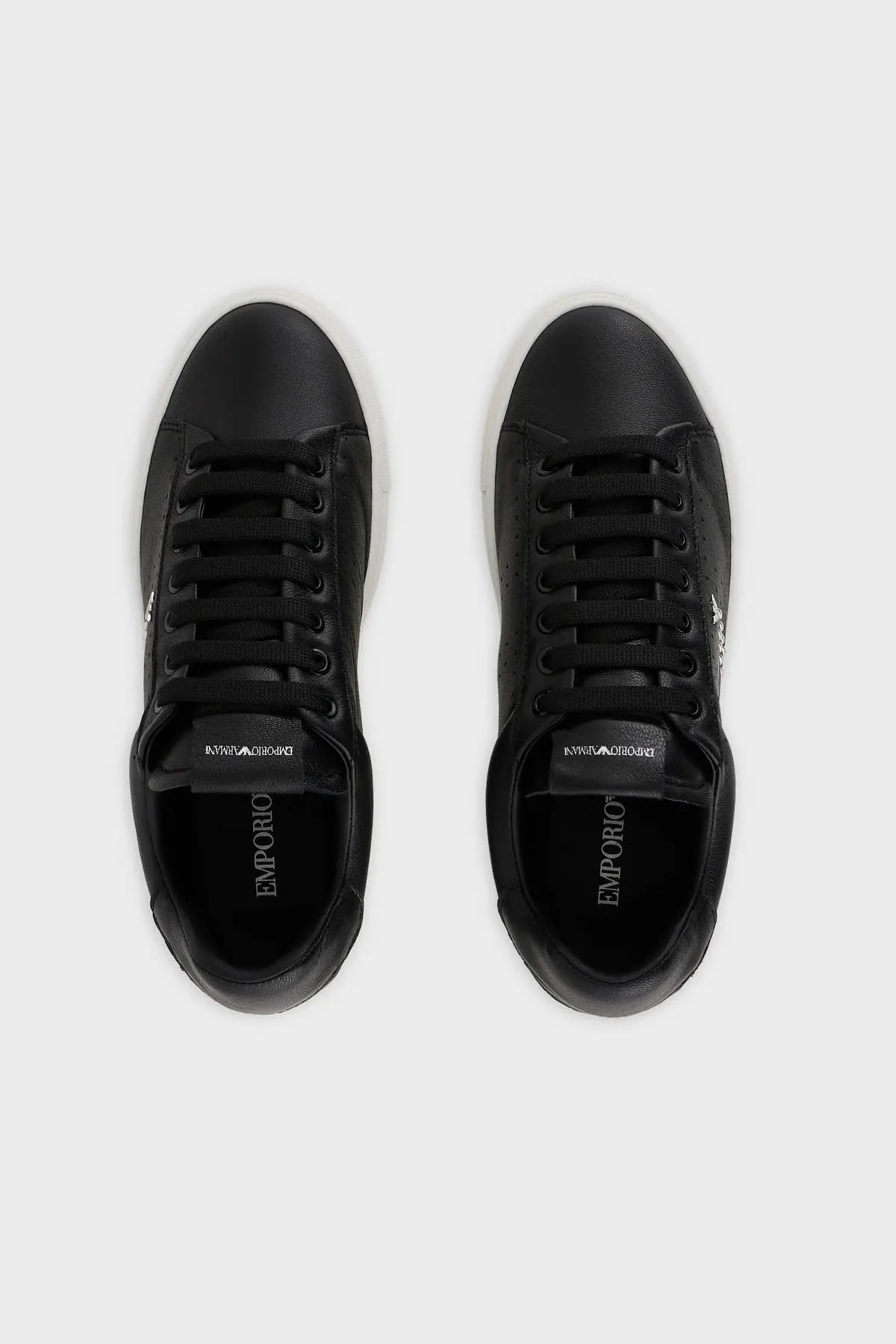 Emporio Armani Logolu Deri Sneaker Bayan Ayakkabı X3X162 XN853 N763 SİYAH - 3