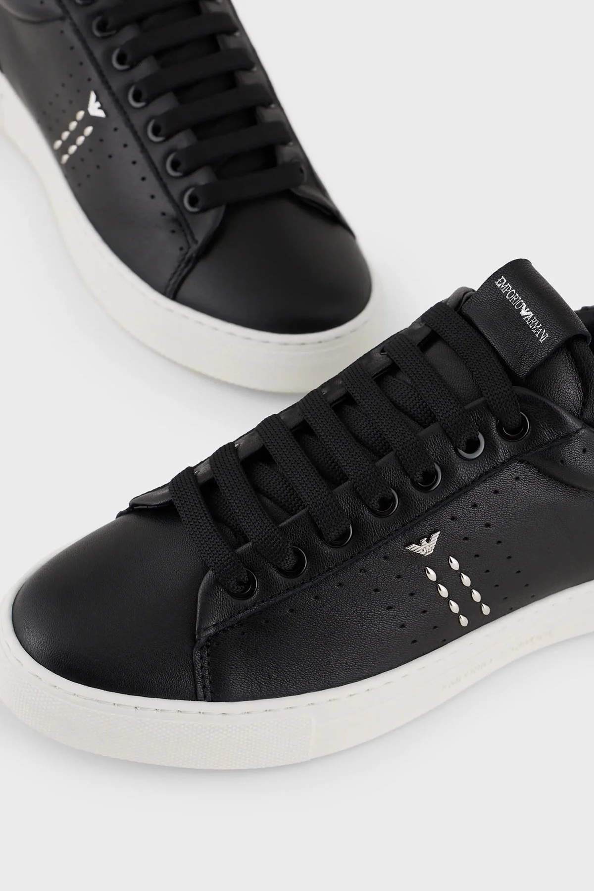 Emporio Armani Logolu Deri Sneaker Bayan Ayakkabı X3X162 XN853 N763 SİYAH - 5