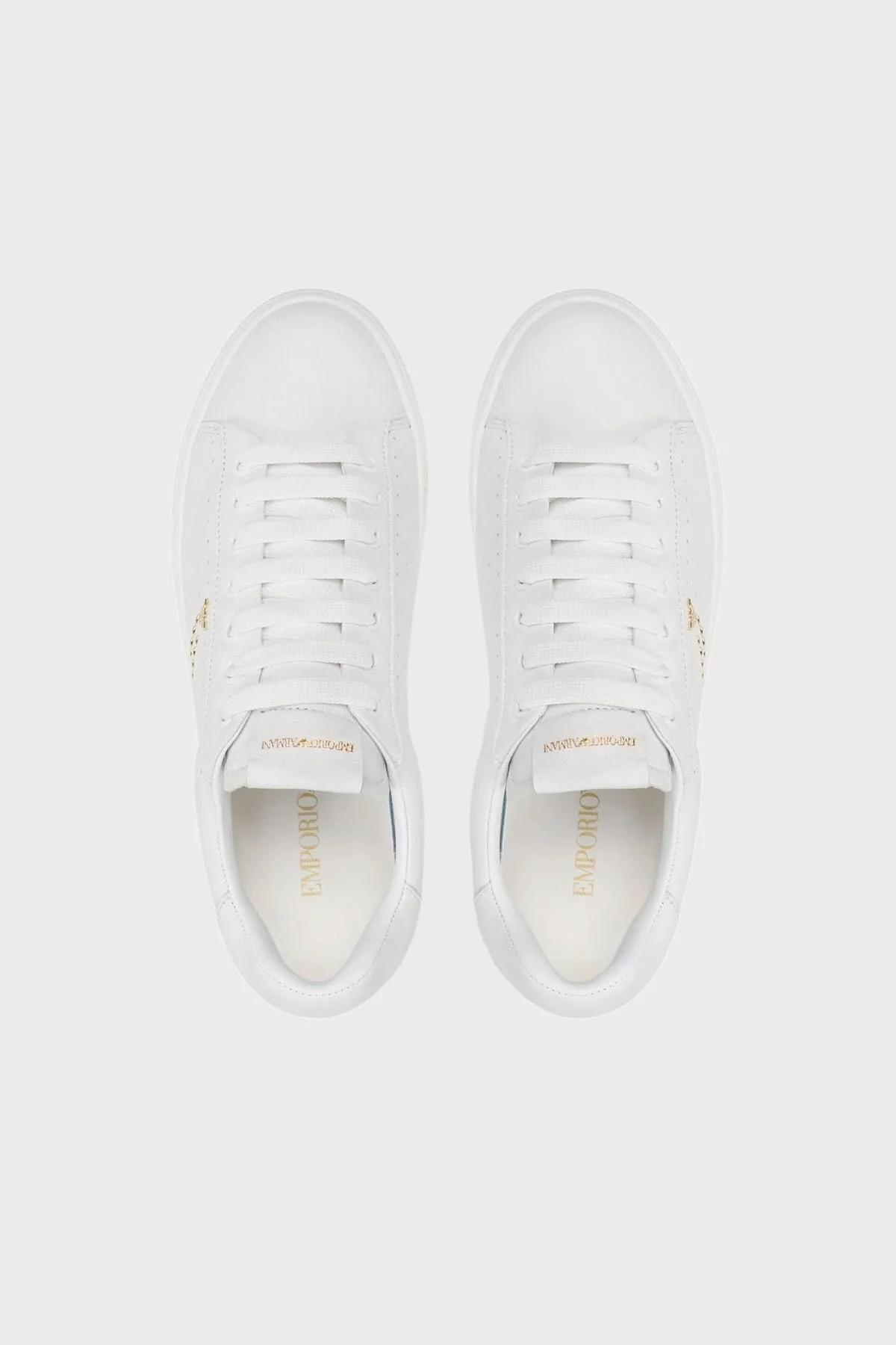 Emporio Armani Logolu Deri Sneaker Bayan Ayakkabı X3X162 XN853 R579 BEYAZ - 5