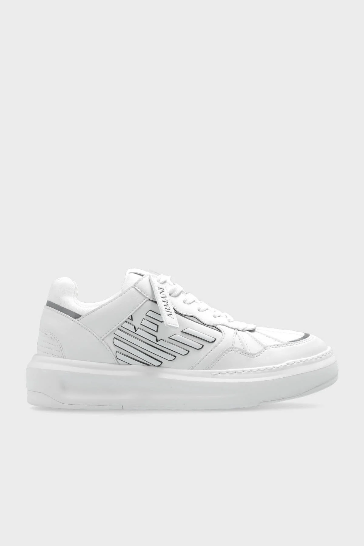 Emporio Armani Logolu Deri Sneaker Bayan Ayakkabı X3X165 XR107 C662 BEYAZ - 1
