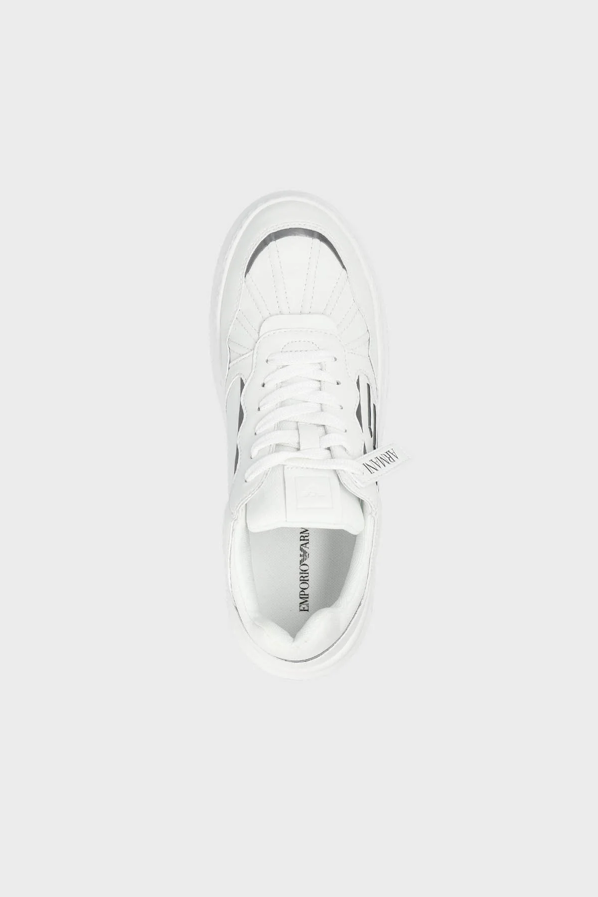Emporio Armani Logolu Deri Sneaker Bayan Ayakkabı X3X165 XR107 C662 BEYAZ - 4