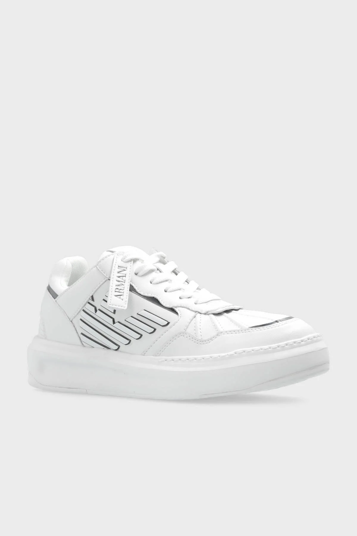 Emporio Armani Logolu Deri Sneaker Bayan Ayakkabı X3X165 XR107 C662 BEYAZ - 5