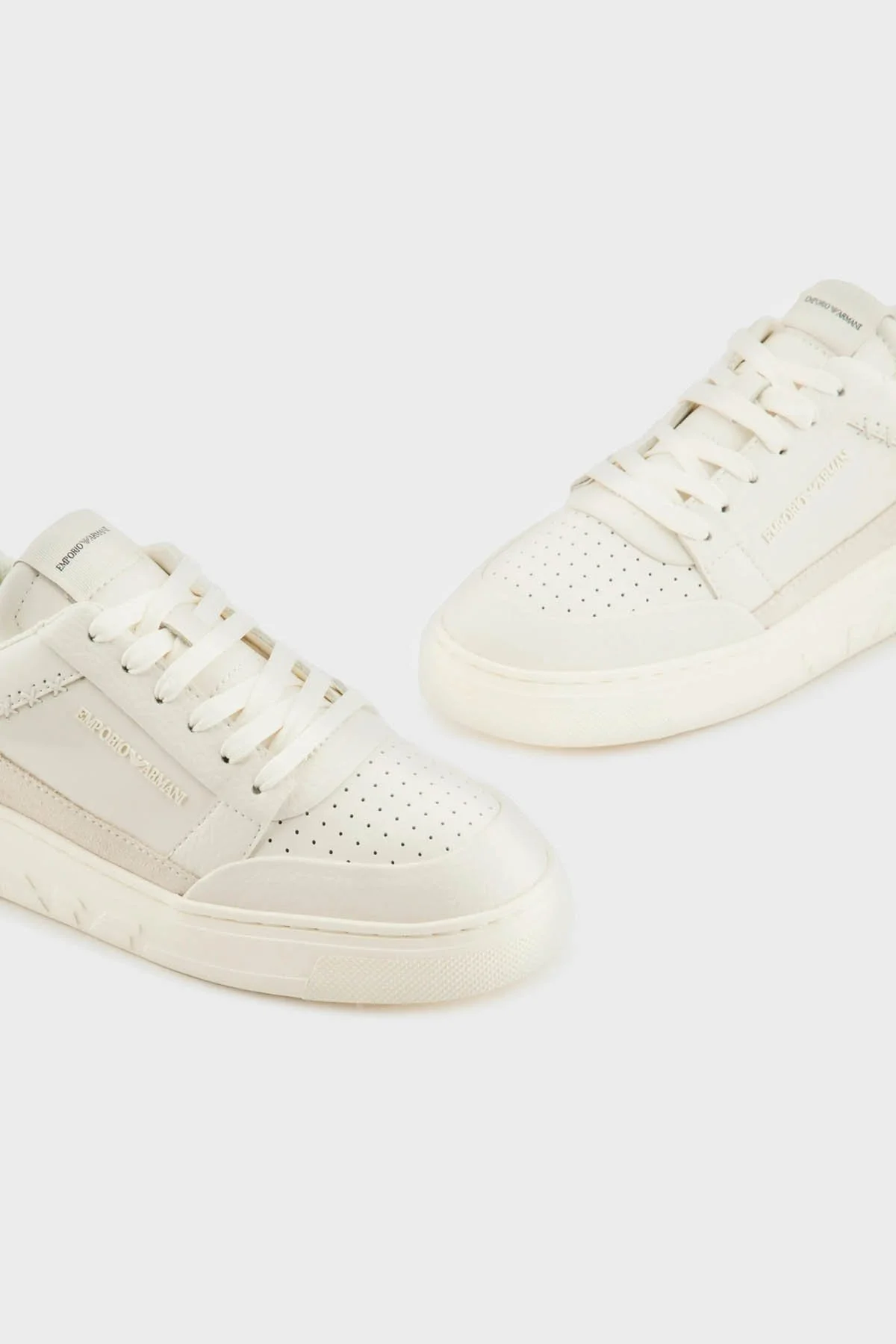 Emporio Armani Logolu Deri Sneaker Bayan Ayakkabı X3X211 XR101 T847 BEYAZ - 5