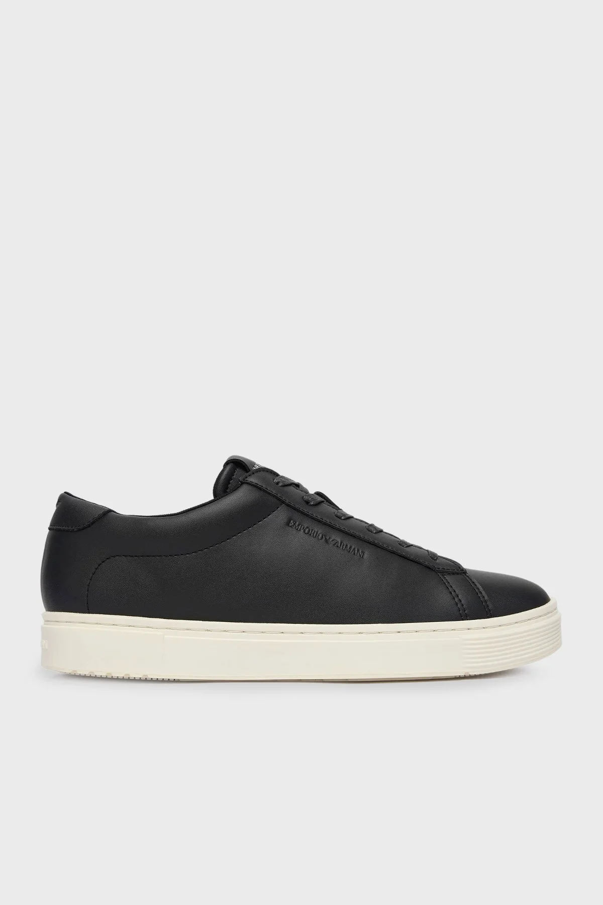 Emporio Armani Logolu Deri Sneaker Erkek Ayakkabı EM004783 AF20004 UC001 SİYAH - 1