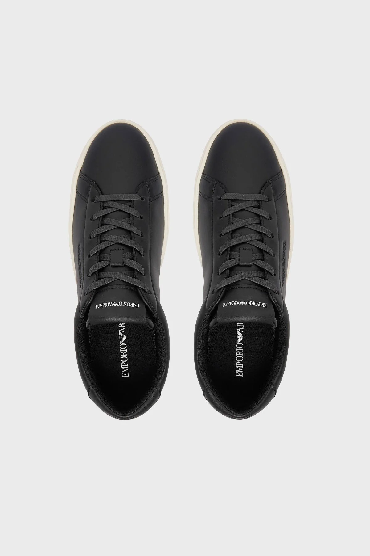 Emporio Armani Logolu Deri Sneaker Erkek Ayakkabı EM004783 AF20004 UC001 SİYAH - 3