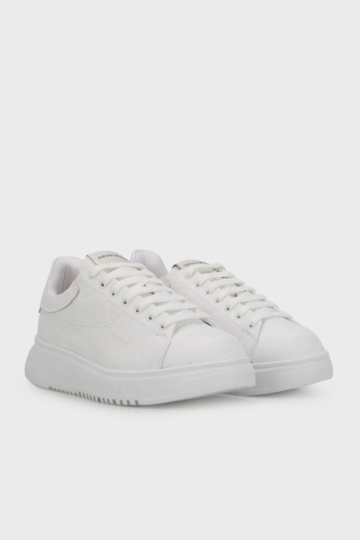 Emporio Armani Logolu Deri Sneaker Erkek Ayakkabı X4X264 XN819 A222 BEYAZ - 3