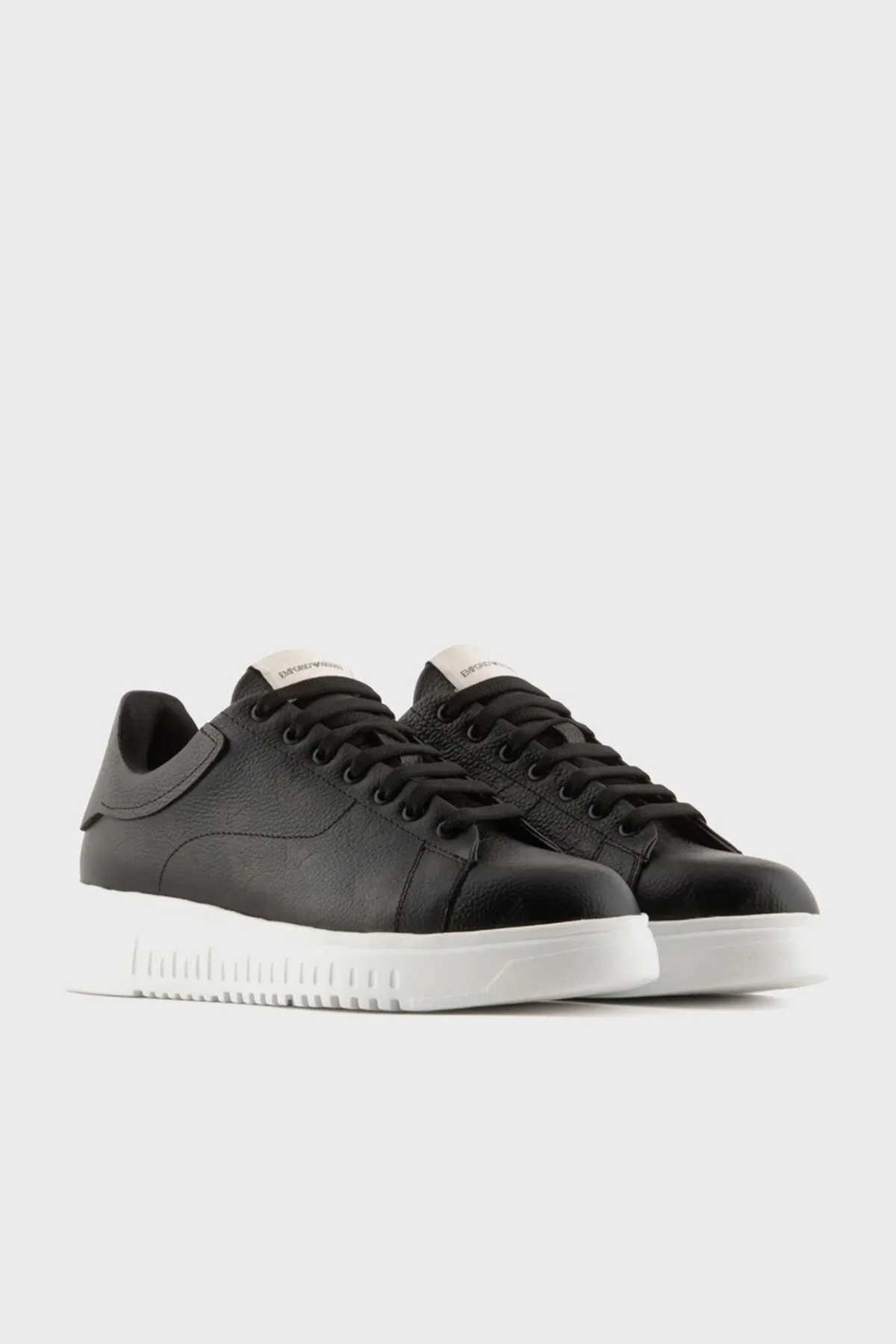 Emporio Armani Logolu Deri Sneaker Erkek Ayakkabı X4X264 XN819 K001 SİYAH - 2