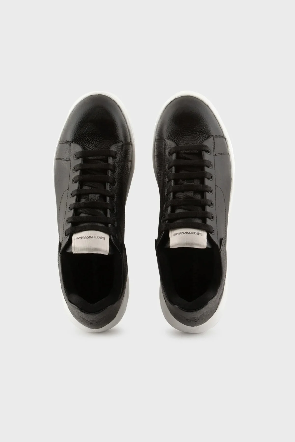 Emporio Armani Logolu Deri Sneaker Erkek Ayakkabı X4X264 XN819 K001 SİYAH - 3