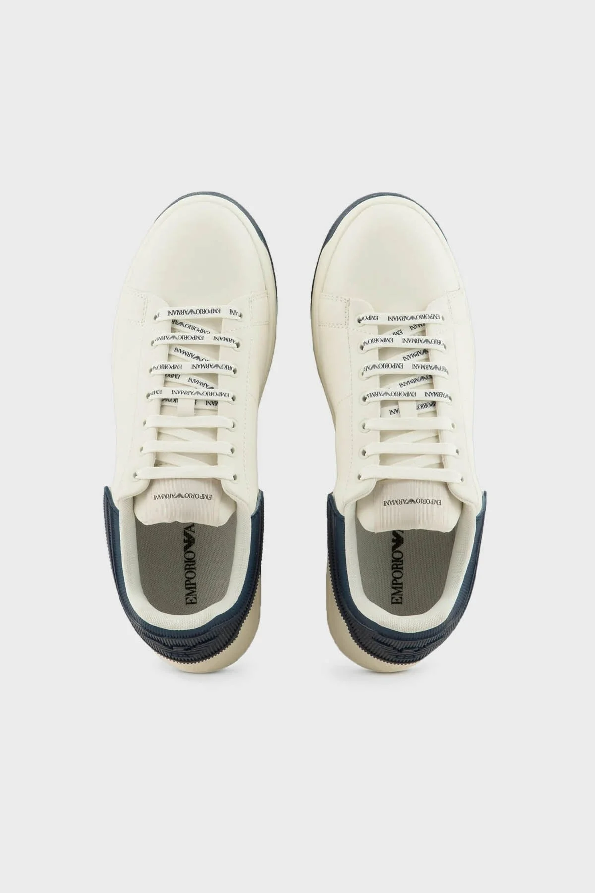 Emporio Armani Logolu Deri Sneaker Erkek Ayakkabı X4X264 XR128 T864 BEYAZ-LACİVERT - 3