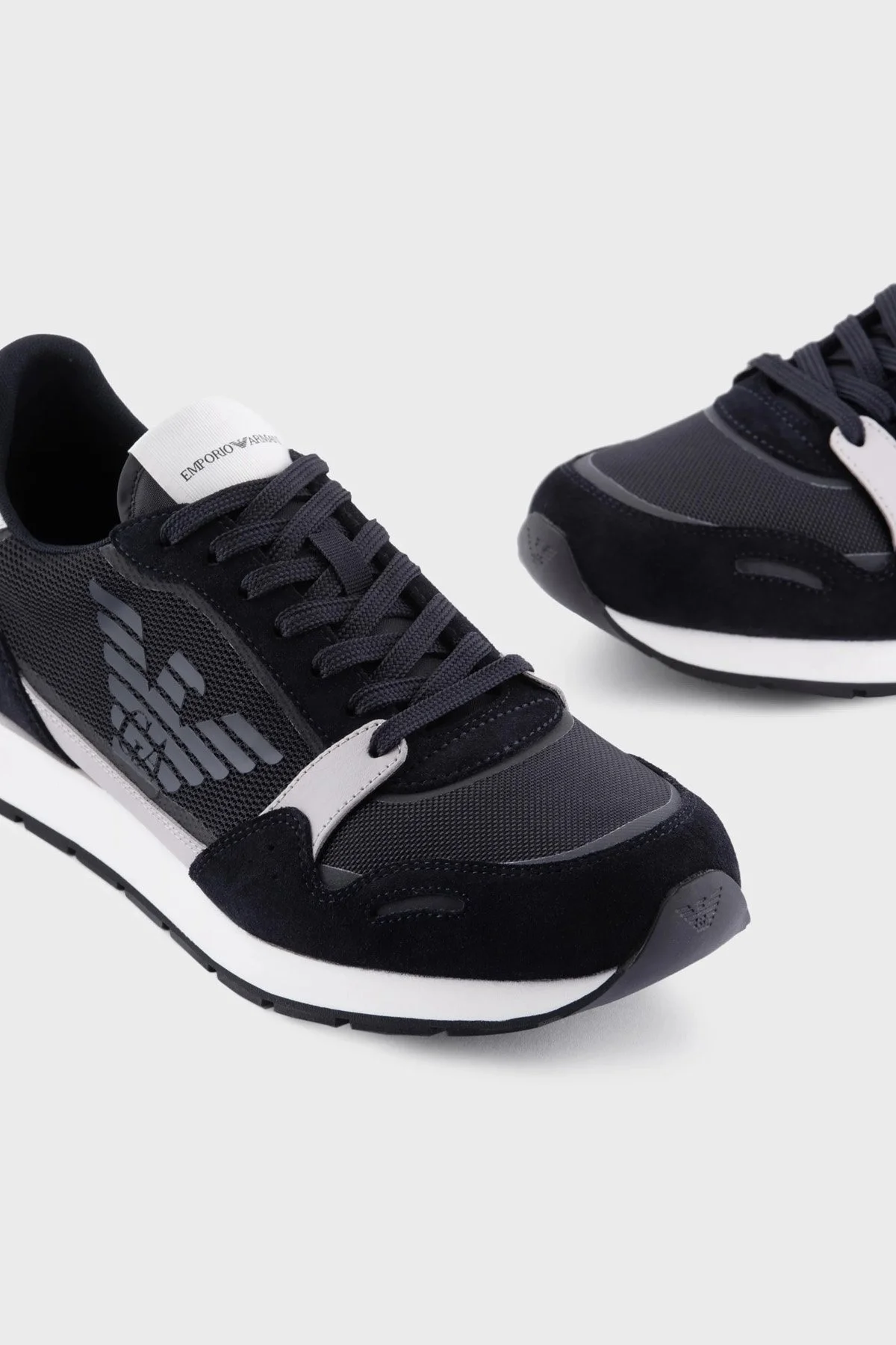 Emporio Armani Logolu Deri Sneaker Erkek Ayakkabı X4X537 XM678 S158 LACİVERT - 3