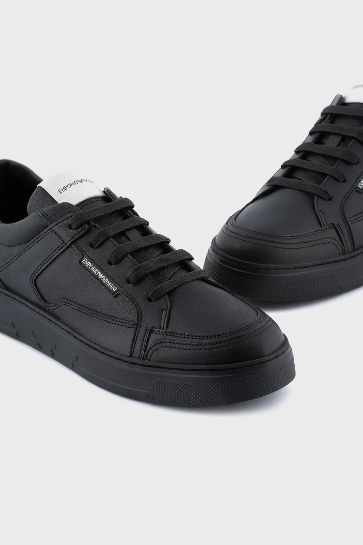 Emporio Armani Logolu Deri Sneaker Erkek Ayakkabı X4X568 XN162 K599 SİYAH - 4