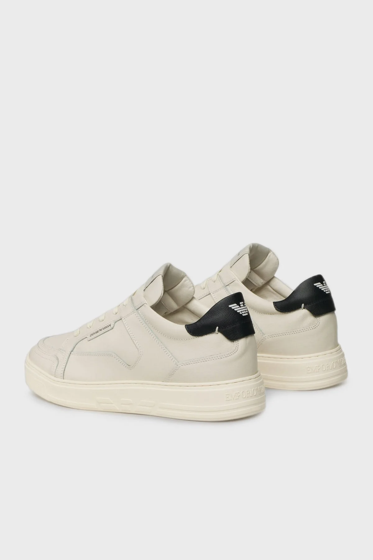 Emporio Armani Logolu Deri Sneaker Erkek Ayakkabı X4X568 XN162 Q778 BEYAZ - 3
